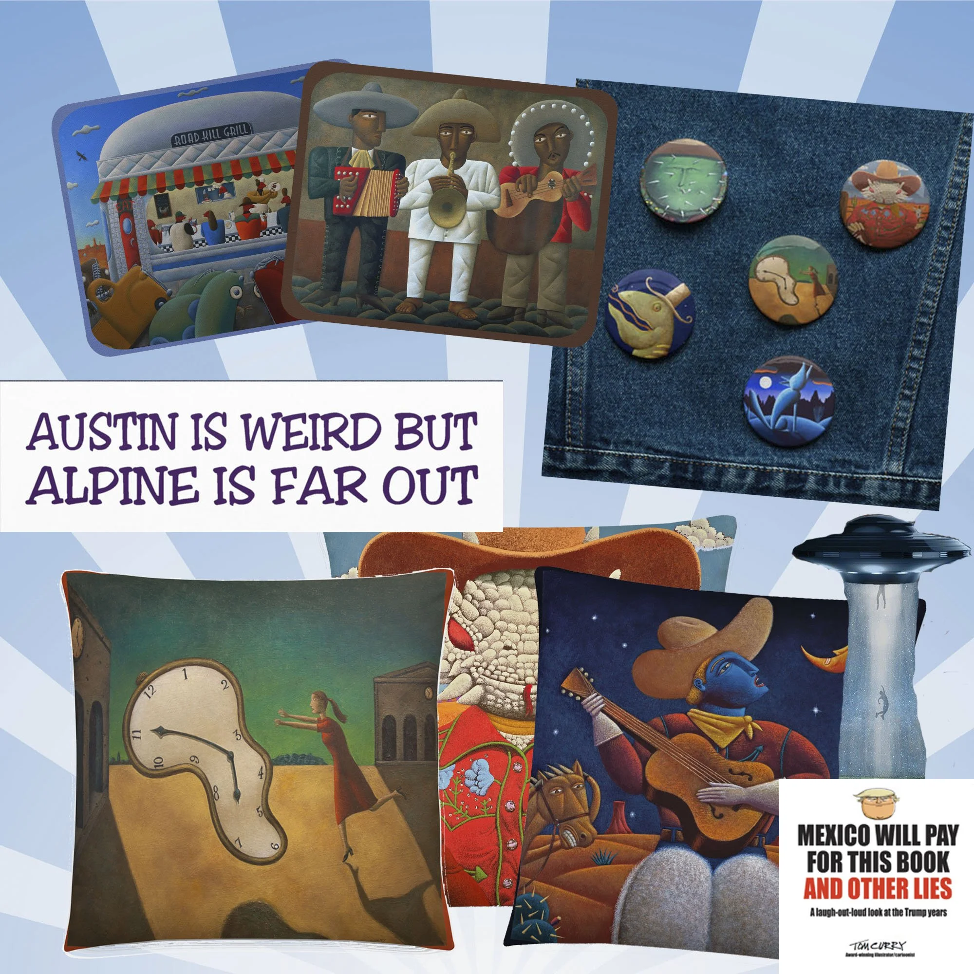 Mouse Pads, Pillows, The Book, Magnet and Pins