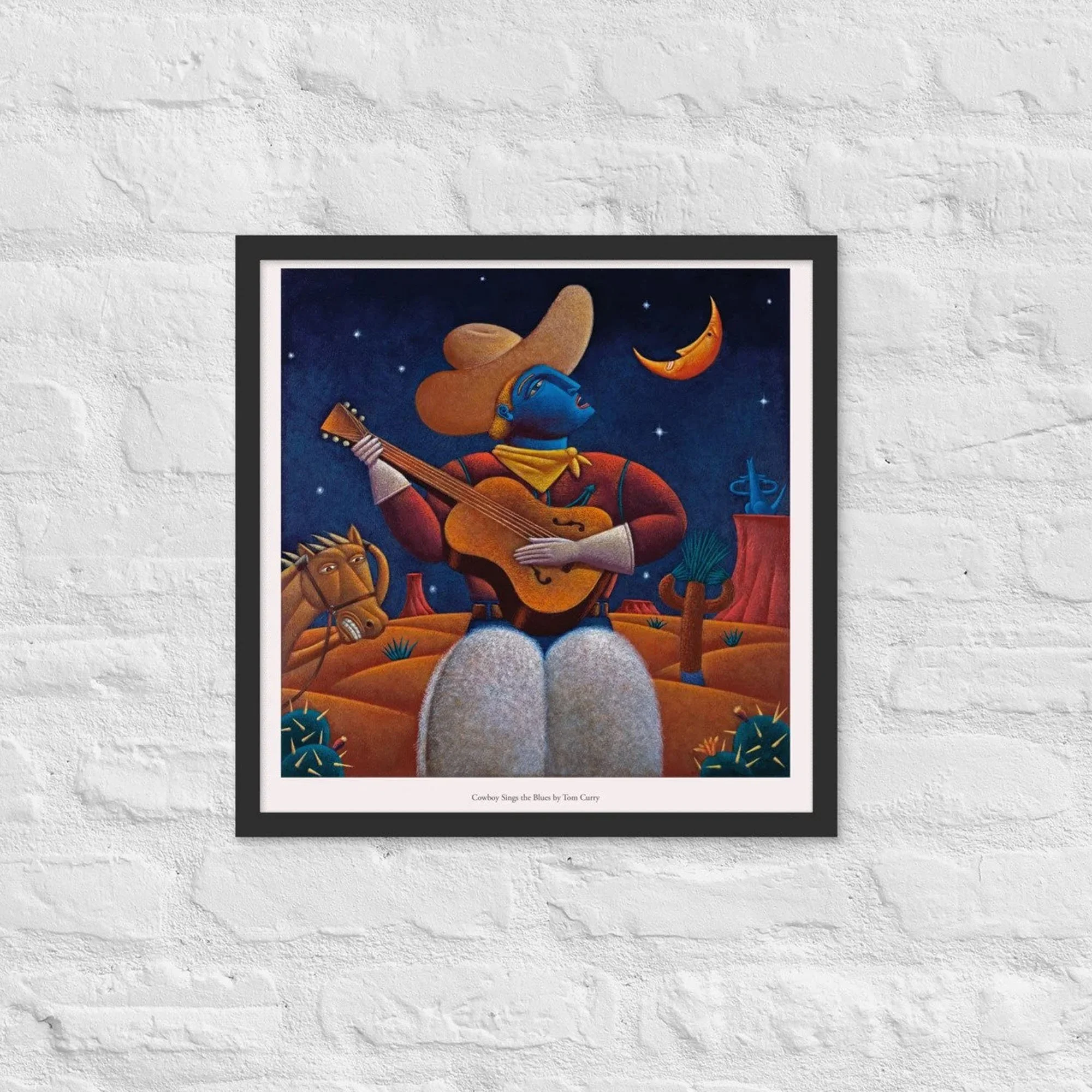 Framed 18"x18" Poster: Cowboy Sings the Blues