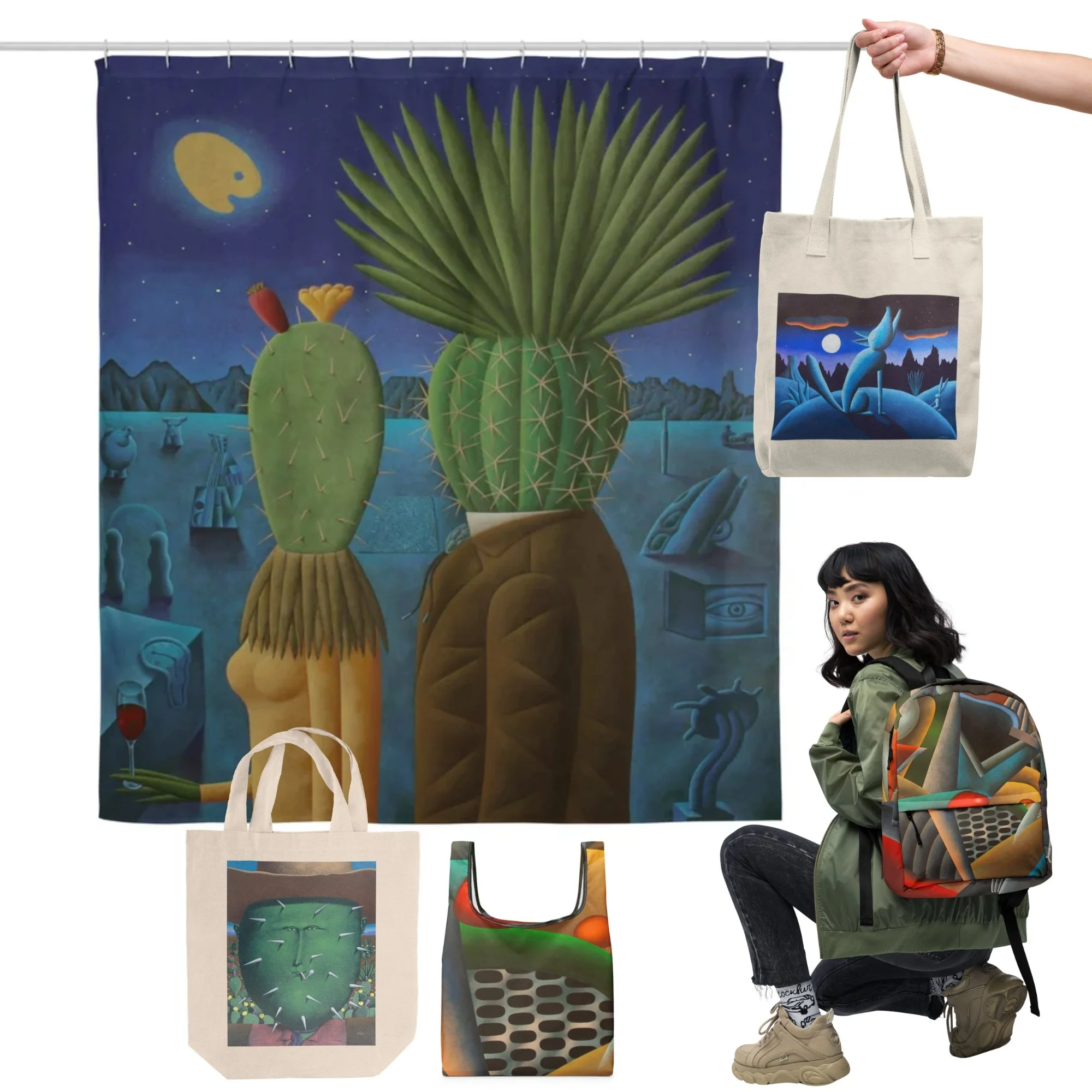 Shower Curtains, Backpacks, Totes and Bags
