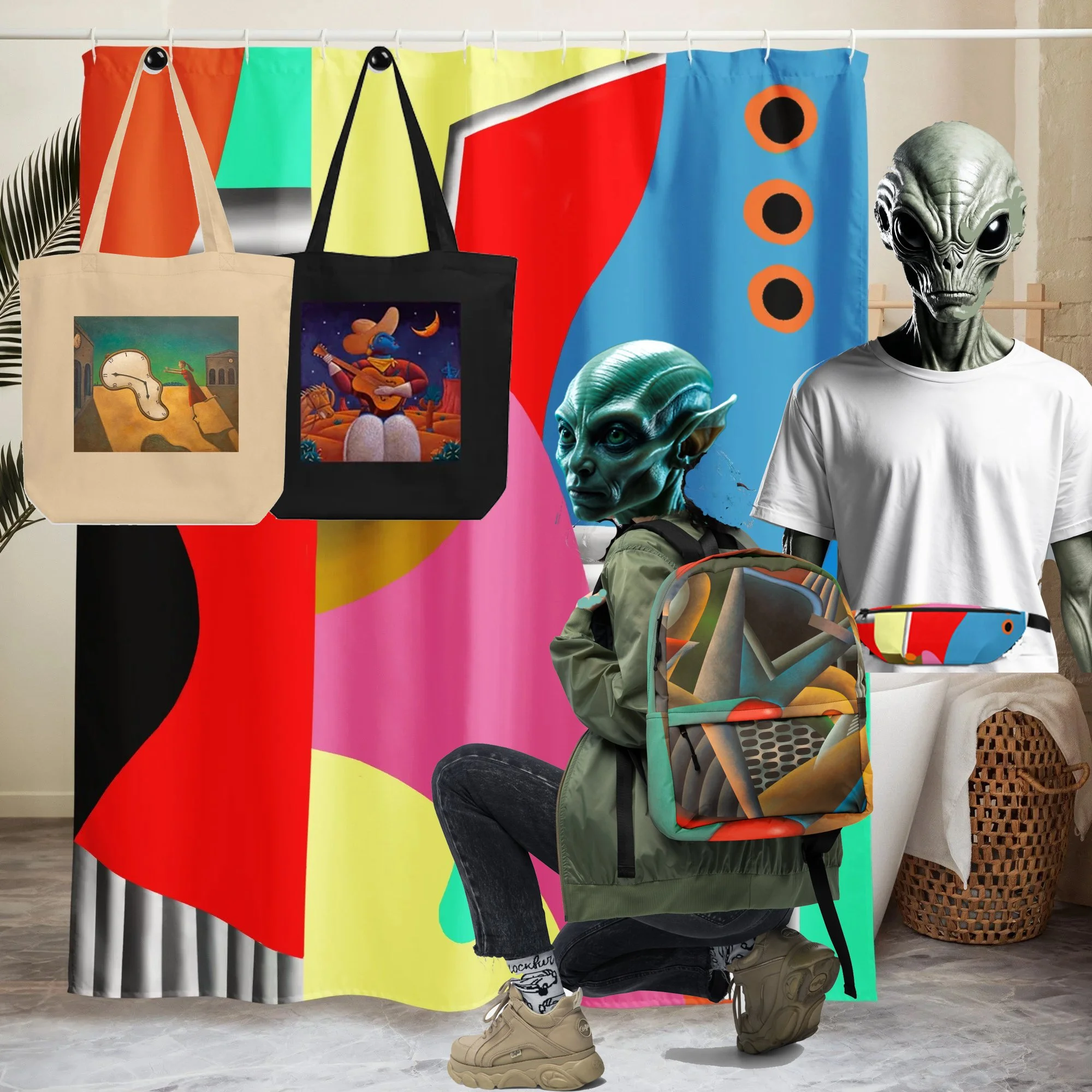 Shower Curtains, Backpacks, Totes and Bags