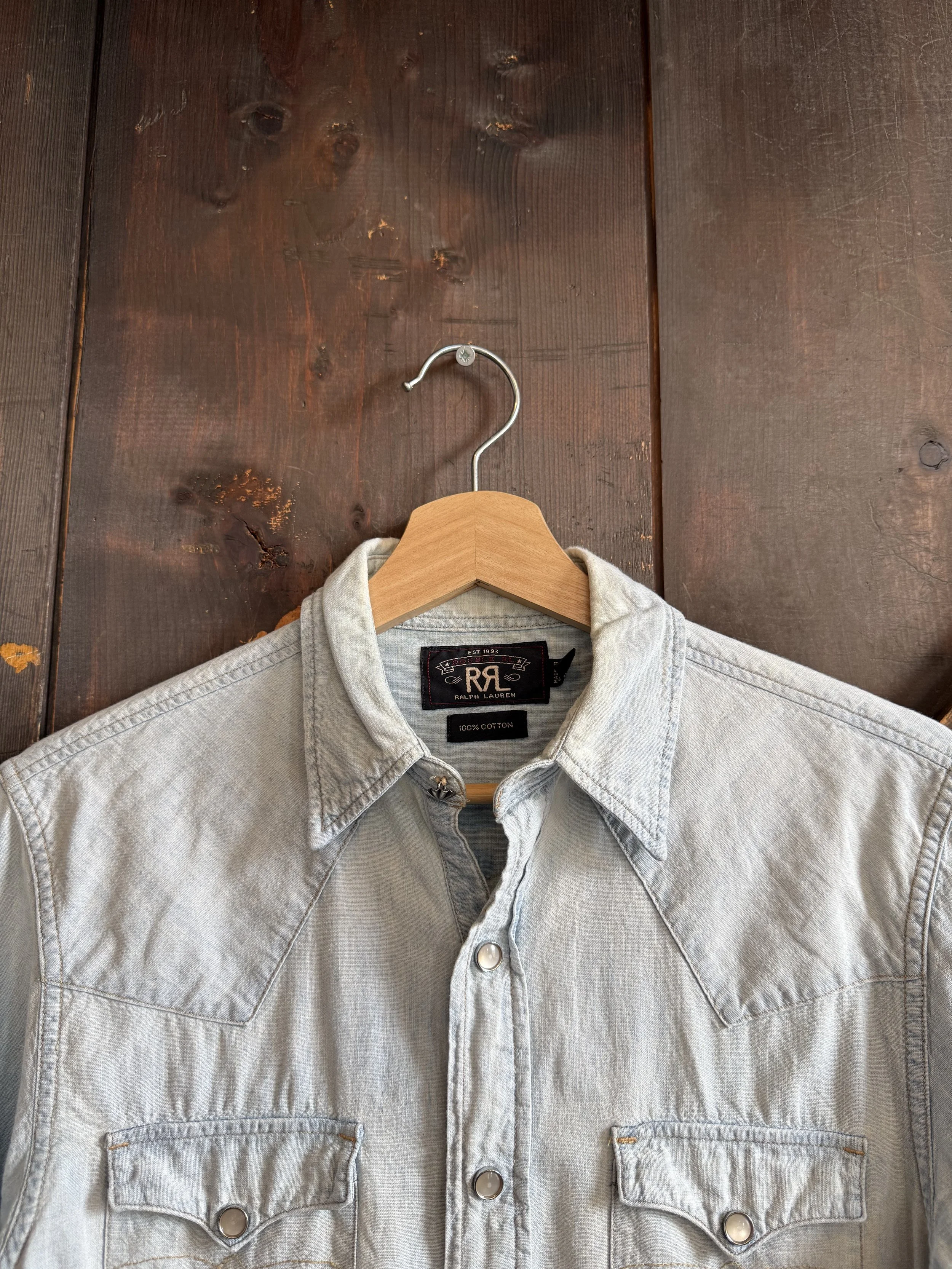 RRL Chambray Pearl Snap Western