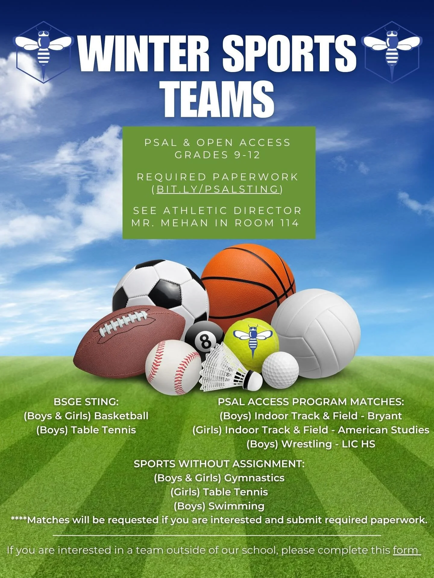 Are you a high school student interested in participating on a Varsity Sports Team this upcoming winter? Teams are starting to have interest meetings to allow athletes time to get paperwork completed. All athletes and managers of teams must complete 