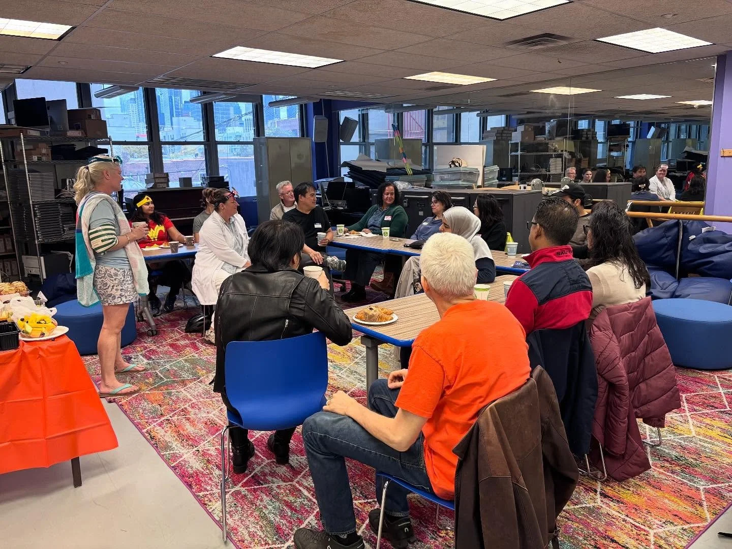 We hosted a parent breakfast today for our 8th grade families, who had time to meet with Dr. Page (aka Jaws victim), parent coordinator Coty Corleto, and school counselor Ms. Mihalatos (aka Jaws). Topics of conversation included admissions and the tr