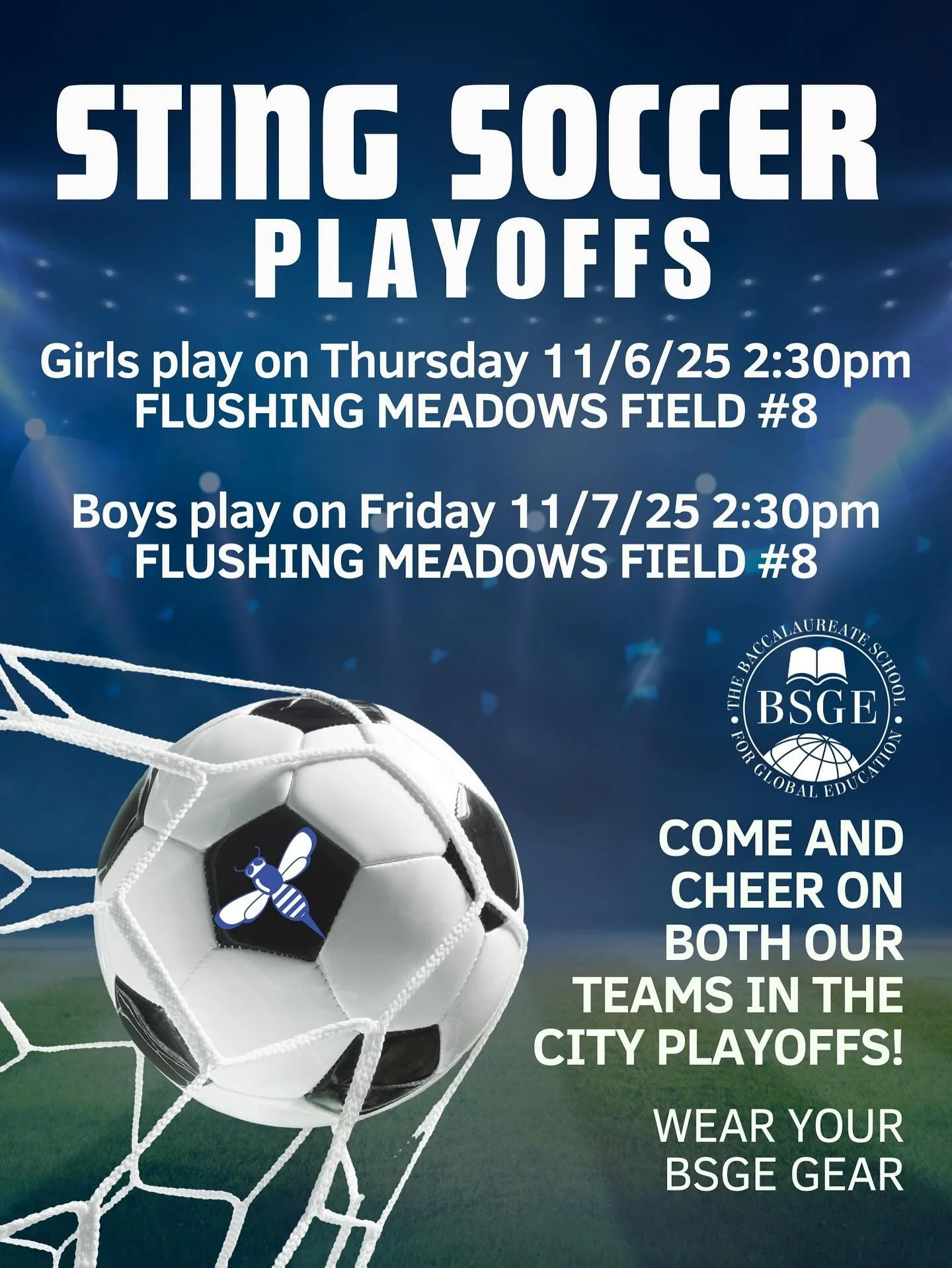 And with big wins over the weekend, BOTH our soccer teams head into the next round of playoffs! Come out Thursday and Friday and cheer on Sting Soccer!!!! ⚽️ 🥅 🐝
