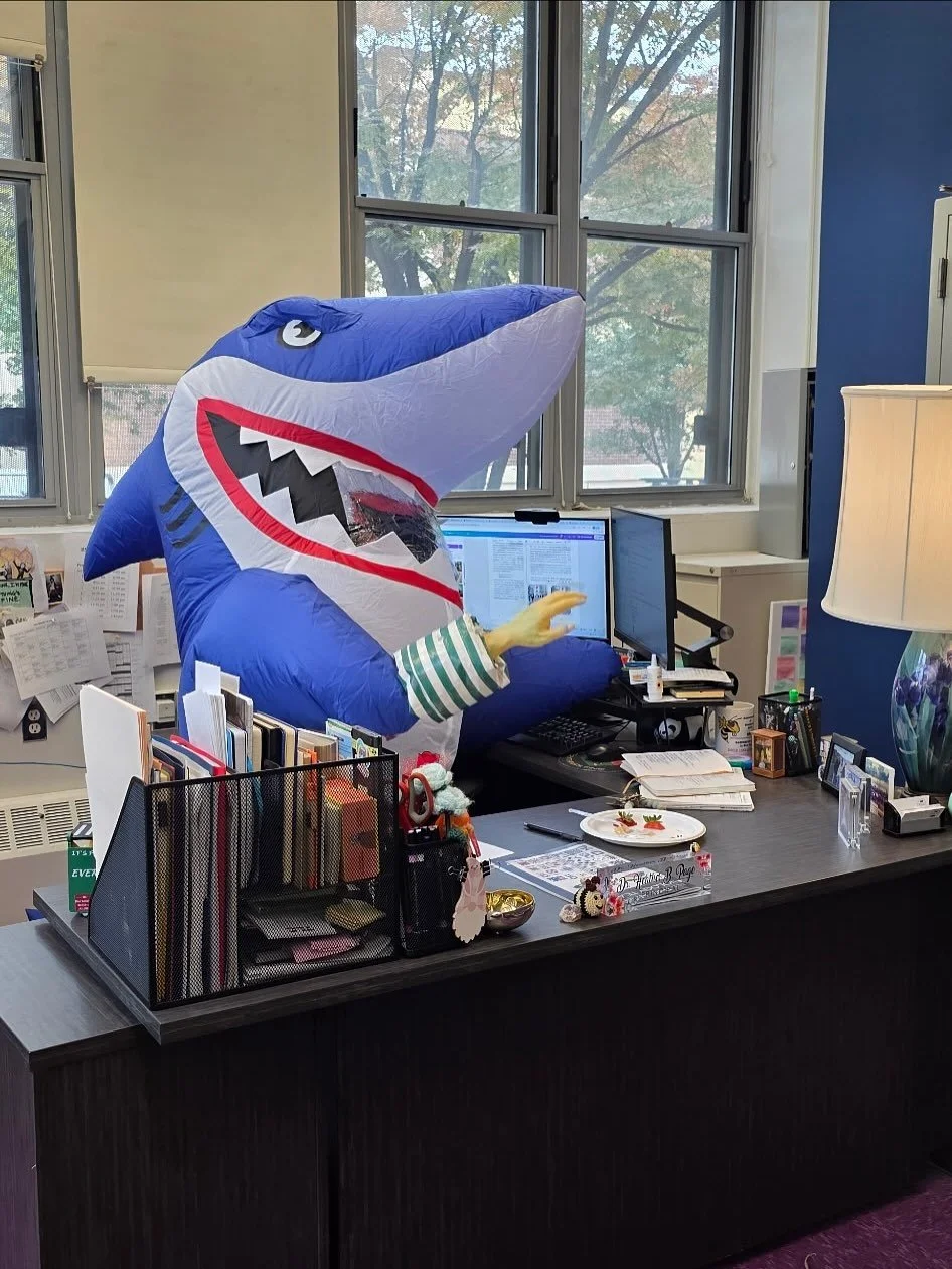 Our school counselor shark was hard at work on Friday, filling in all the possible school jobs while terrorizing swimmers on Halloween 🎃 🦈 

Just a friendly reminder high school admissions closed Wednesday 12/3 and middle school closes Friday 12/12