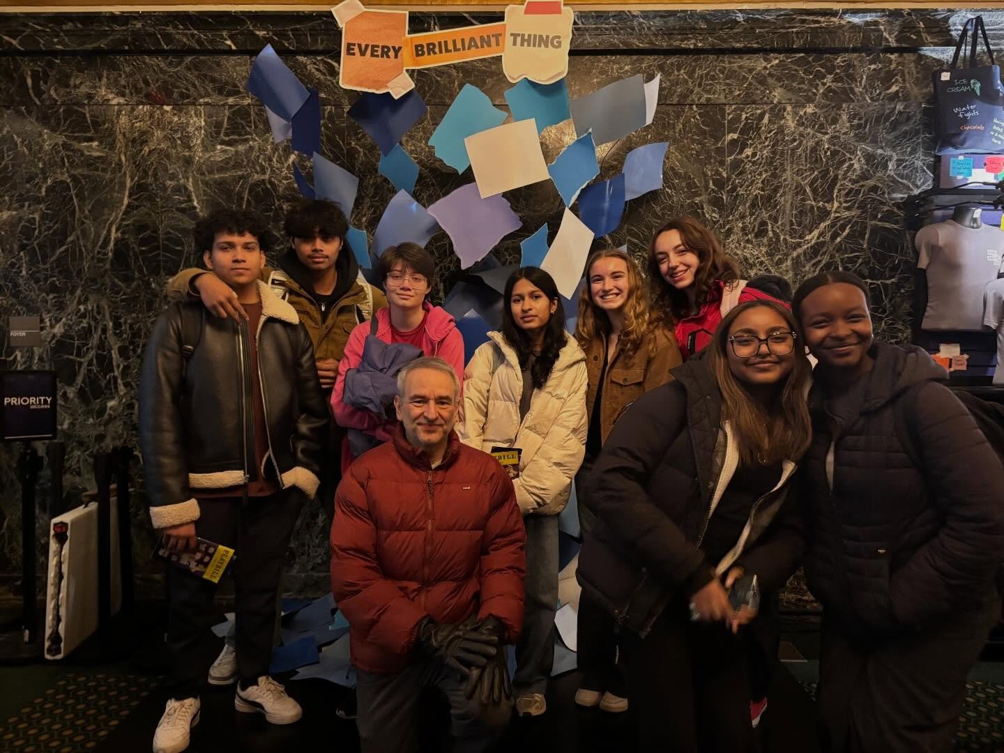 Wendy Wasserstein theater project group at Every Brilliant Thing with Daniel Radcliffe today! Thanks to TDF for this continued program.