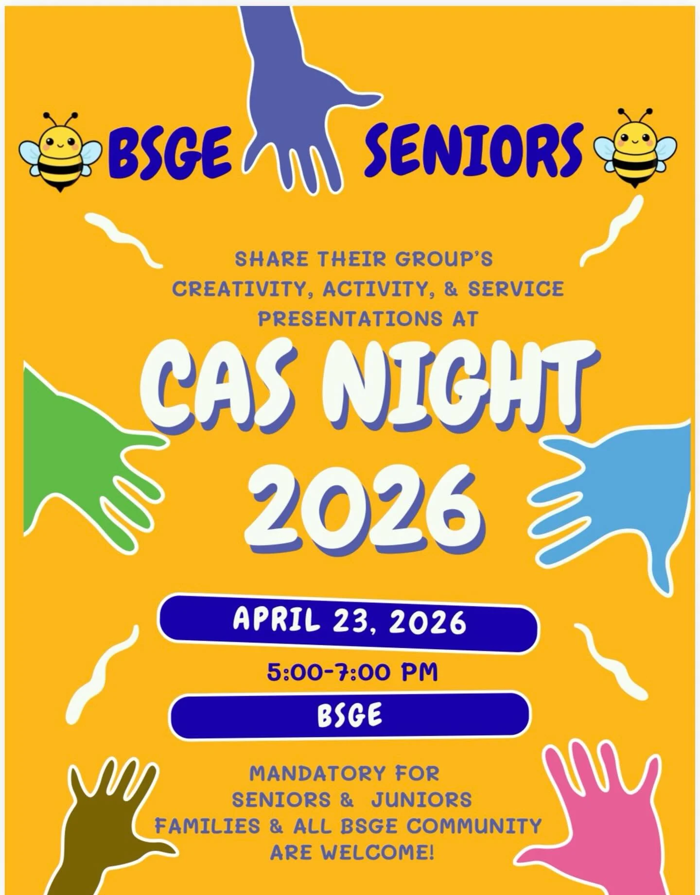 CAS night is coming up!!! 11th and 12th graders!