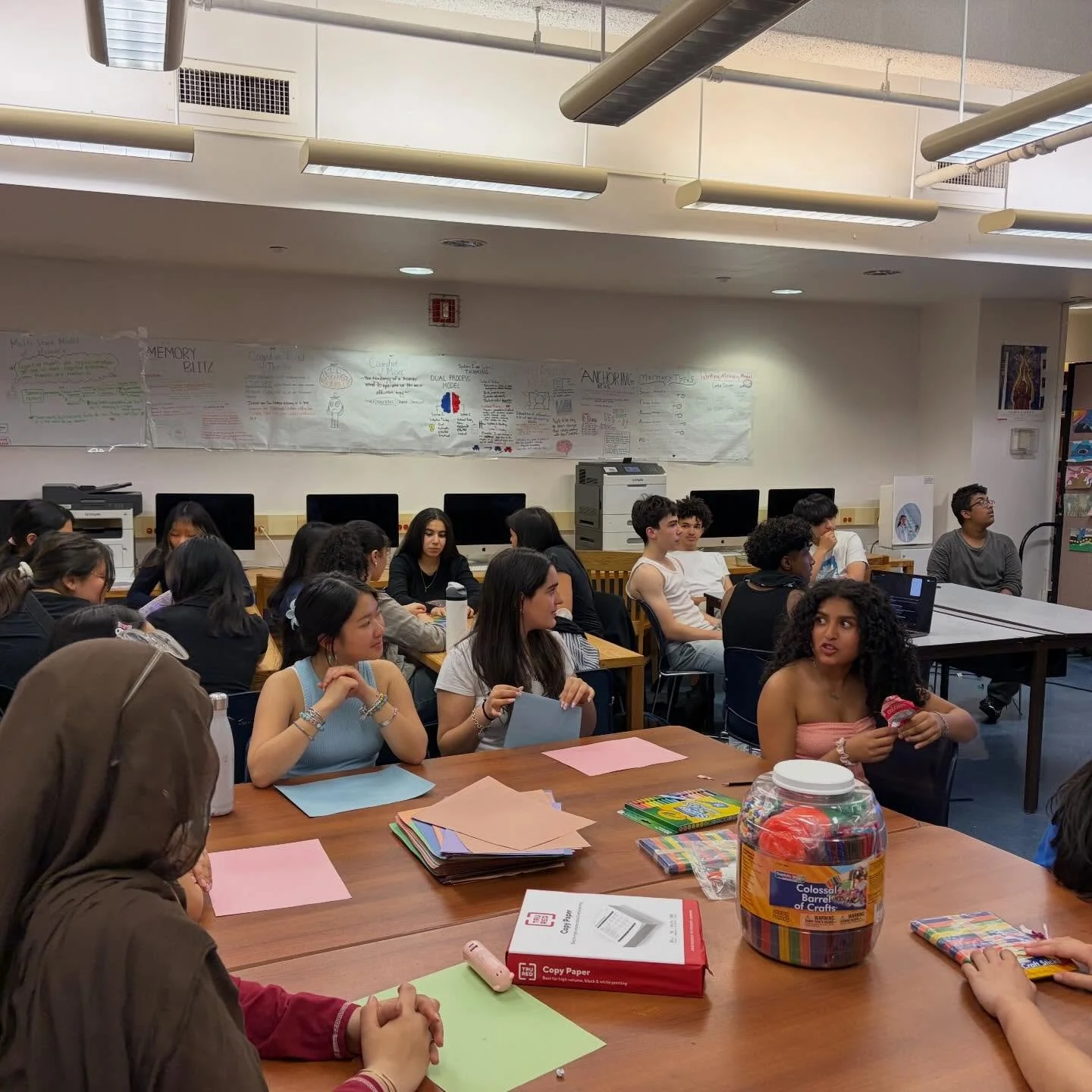 CAS projects in action, arts and crafts for stress reduction during lunch! Work hard, play hard at BSGE.