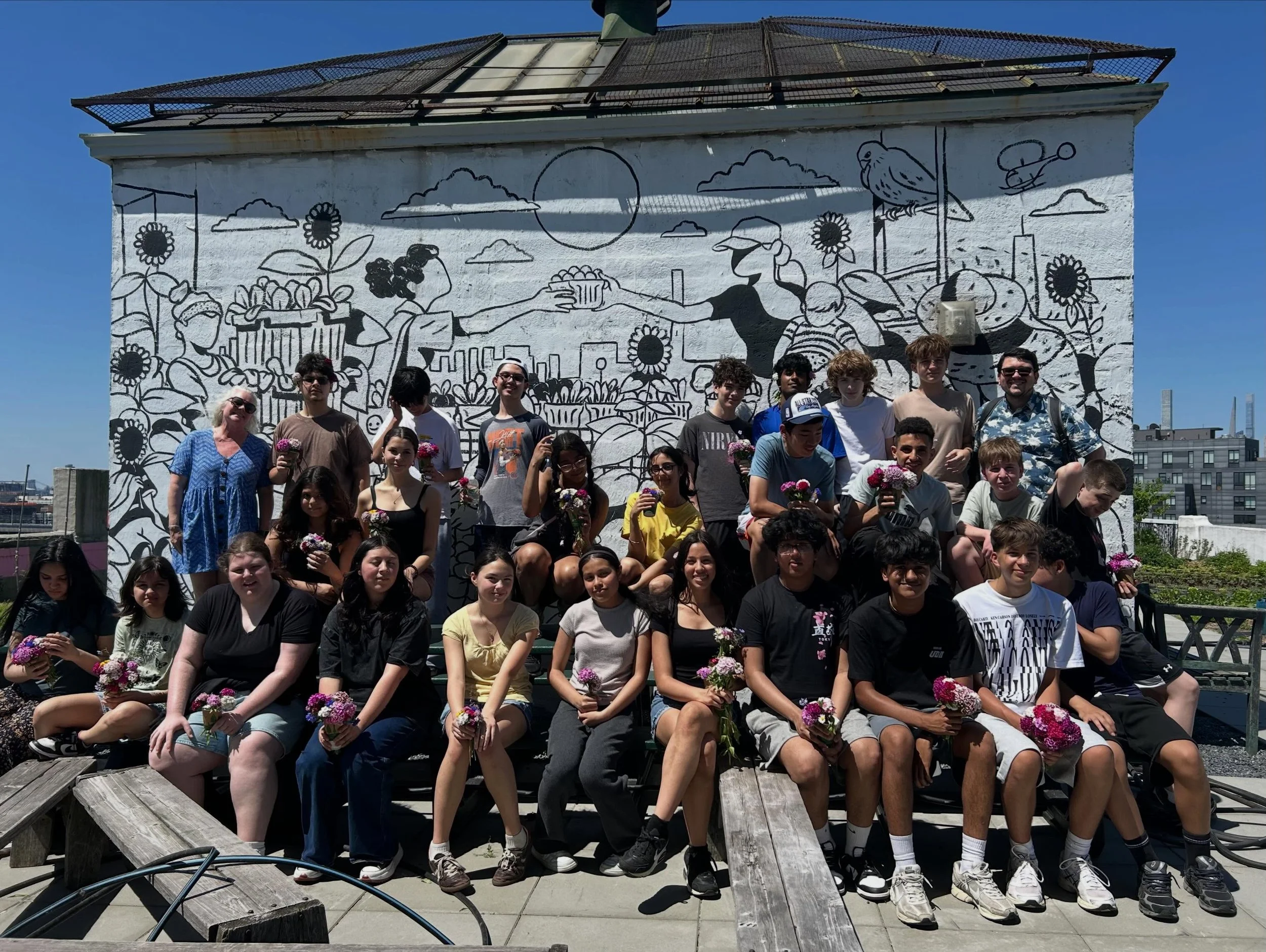 What a great day to visit an urban farm!

Mr. Ocasio&rsquo;s 9th grade advisory spent the morning at Sky Farm LIC. We spent time learning about composting and got to handle some decomposers (worms!), we toured the farm, built our own bouquets while p