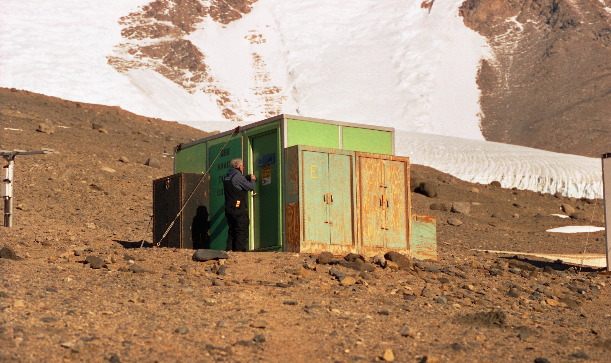 Alan and the Radiation Lab. Lake Bonney field camp, Dry Valleys (10" x 15" print)
