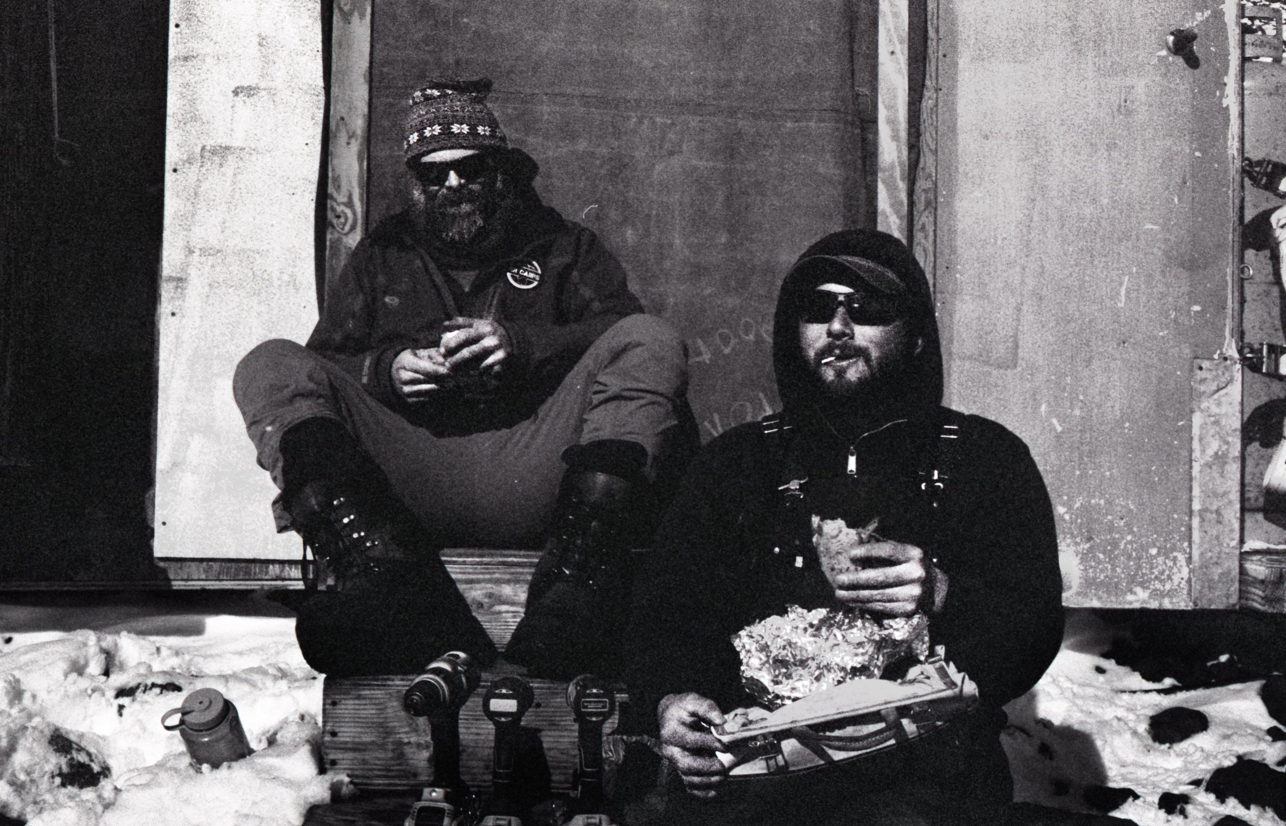 Benzo and Brandon, waiting on the helicopter. Cape Crozier (10" x 15" print)