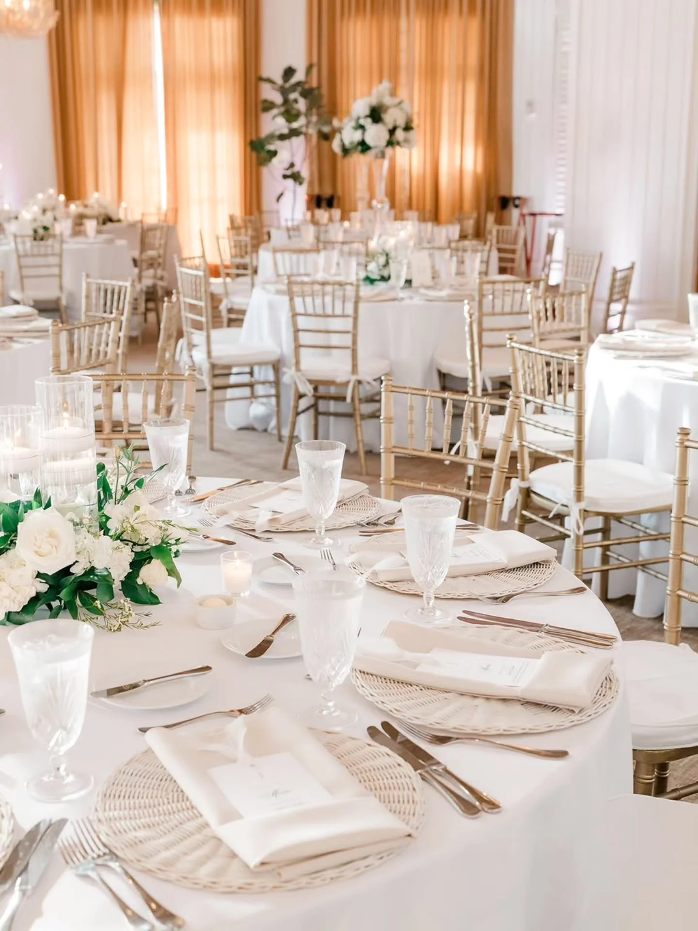💫 Every detail of Madison &amp; Mike&rsquo;s reception was timeless elegance... crisp white florals, glowing candlelight, and tables that felt so inviting. We layered textures and soft touches throughout the room so it would feel both elevated and w