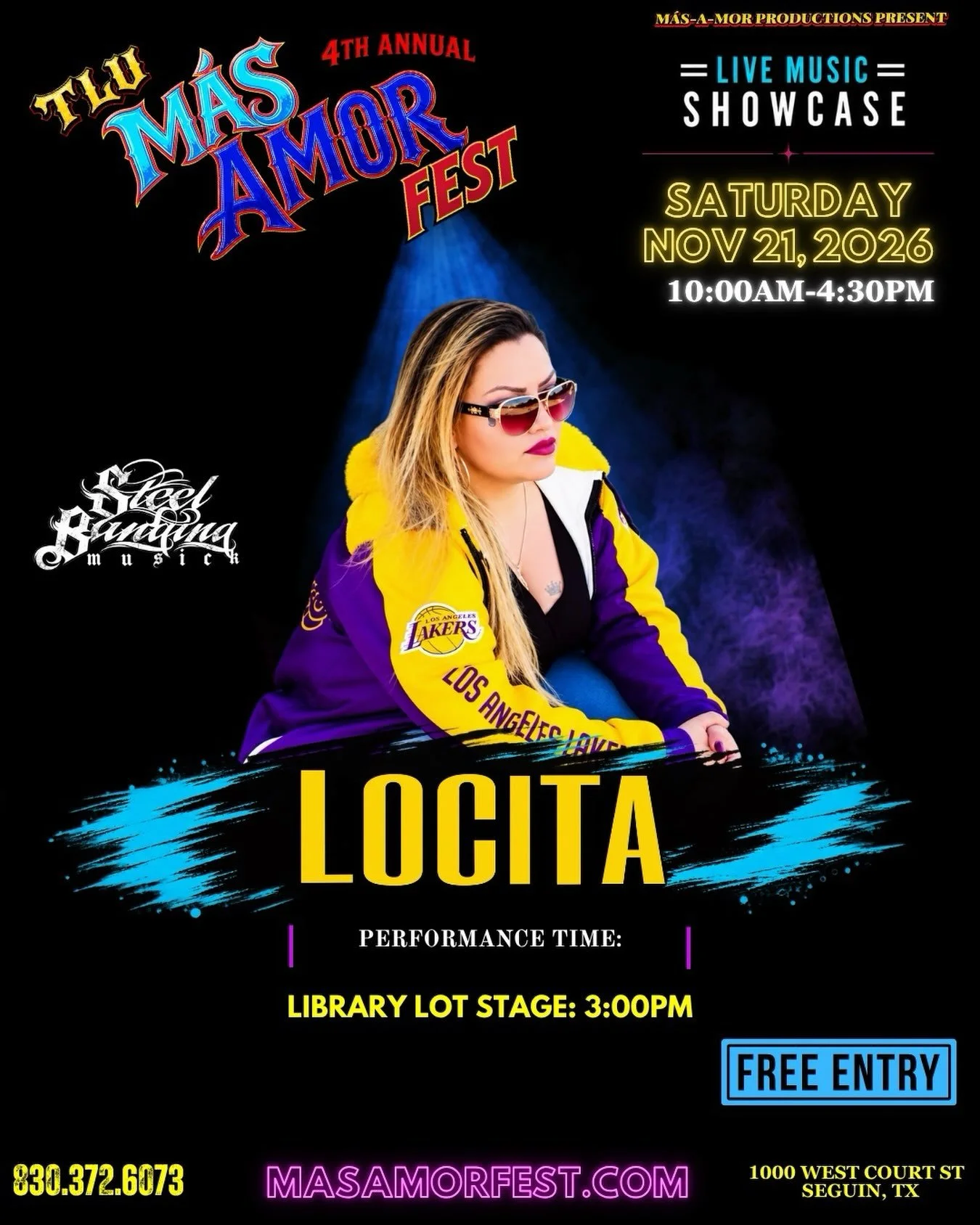 ARTIST SPOTLIGHT 🎤🔥

Representing Steel Banging Musick, Locita is bringing Chicano rap to M&aacute;s Amor Fest! See her perform during our 2026 Live Music Showcase. You don&rsquo;t want to miss this! 

📅 Nov. 21 | Seguin, TX
🎟️ FREE + ALL AGES