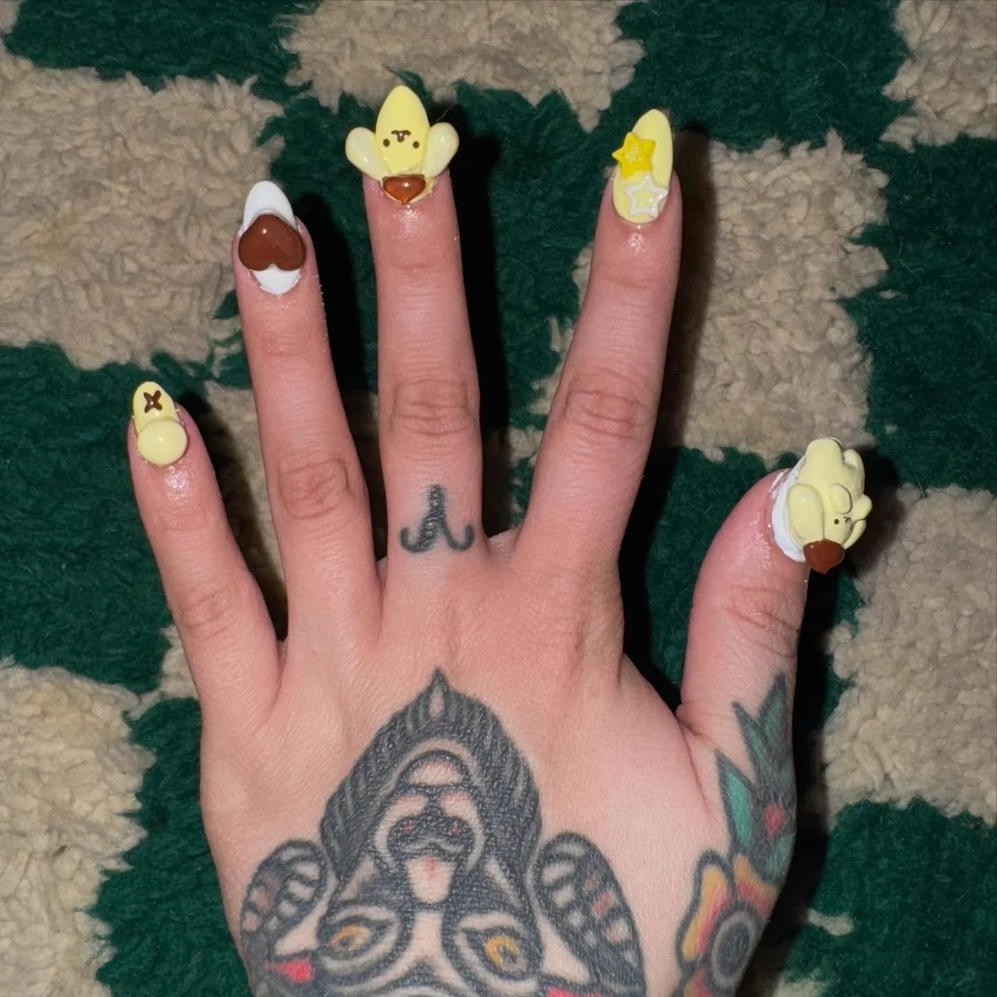 💛 Pompompurin Acrylic nails for my sister&rsquo;s trip to Japannnn 💛
.
Charms handmade by me 😵
.
#acrylic #nailinspo #pompompurin #sanrio #nailsart