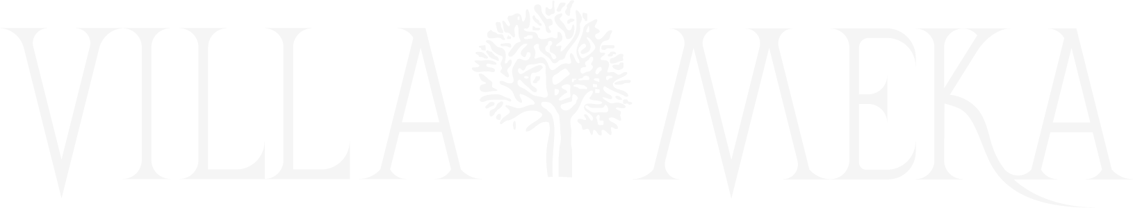 VILLA MEKA logo with large stylized text and a tree graphic in the center.