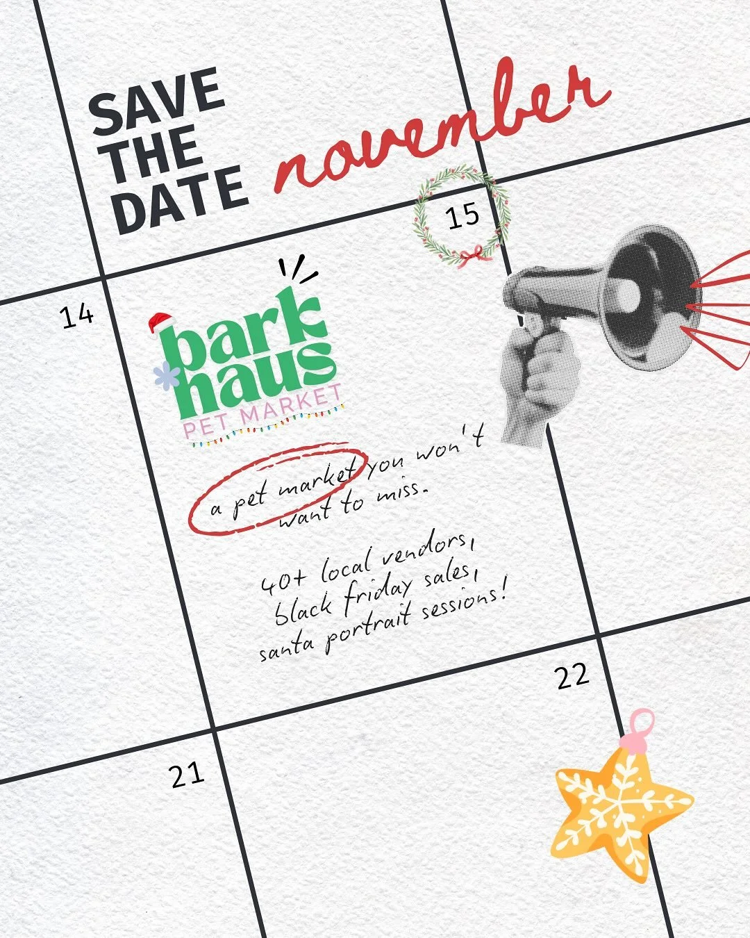 🤍🤭 It&rsquo;s almost time!! Are your calendars marked for @barkhausmarket ? 

Meet us at @pipeshop_venue next Saturday, November 15th!