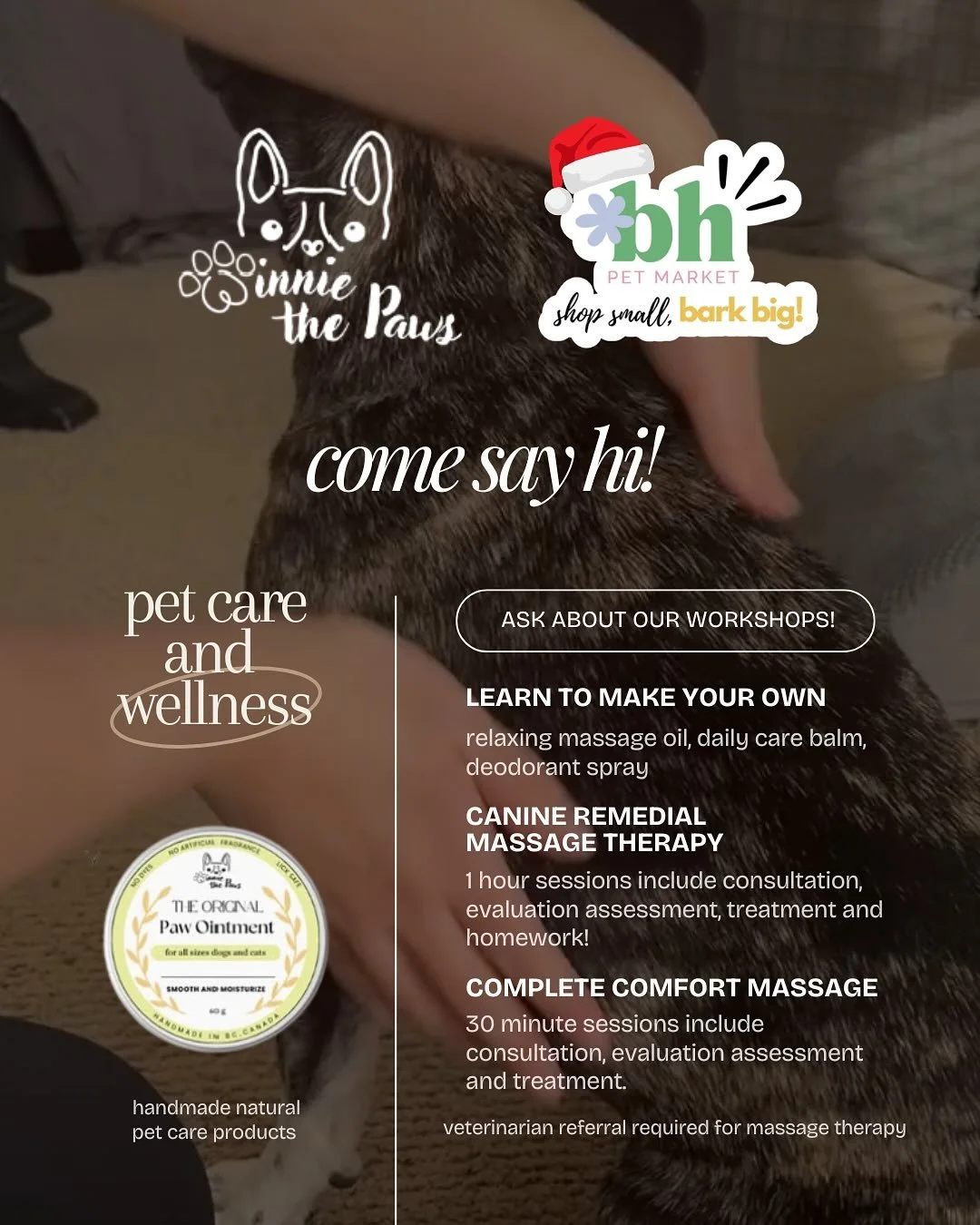 🫶🏼 Winnie the Paws, believes every pet deserves a happy, healthy life alongside their family. Thats why they offer professional pet massage services and handcrafted pet care products made with simple, natural ingredients and high-quality essential 