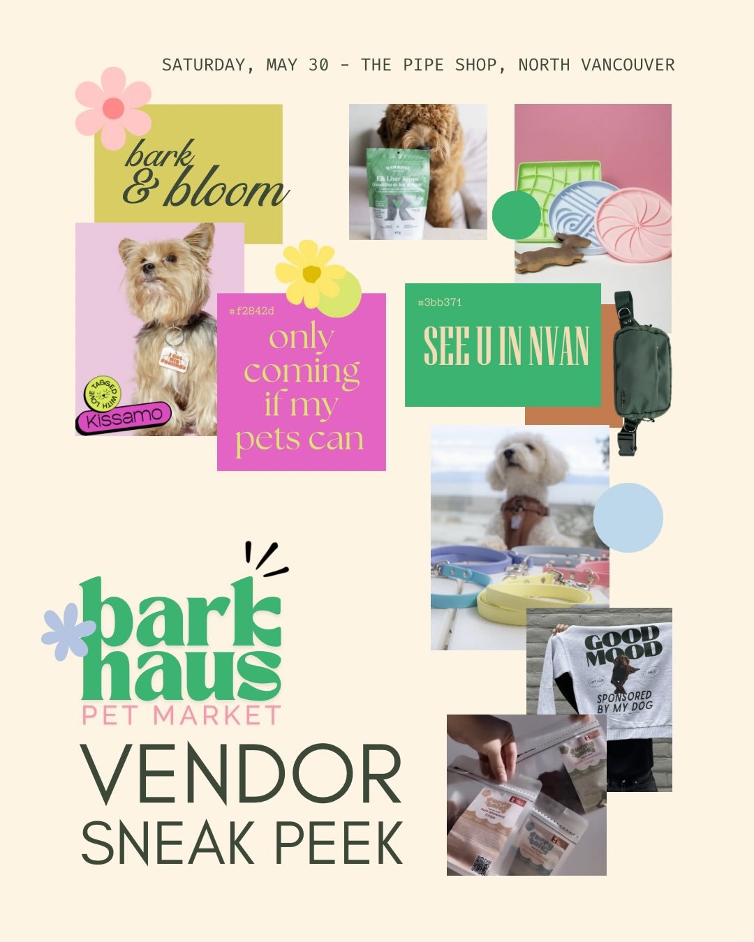 🌼 Your Summer @barkhausmarket Sneak Peek is here! 🫣

Thank you so much to our whole community for helping us spread the word about this small business pet market. We&rsquo;re still a whole month and a half out and already have limited availability!