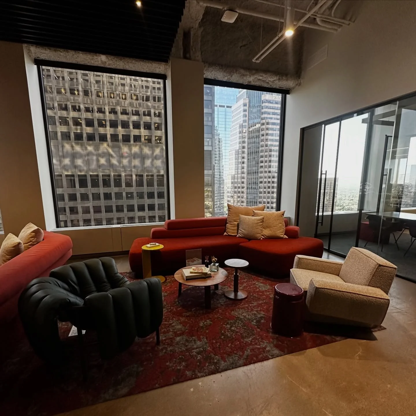 A fun and playful vignette for the amazing team at ZGF. Featuring @hem lounge chairs and tables.