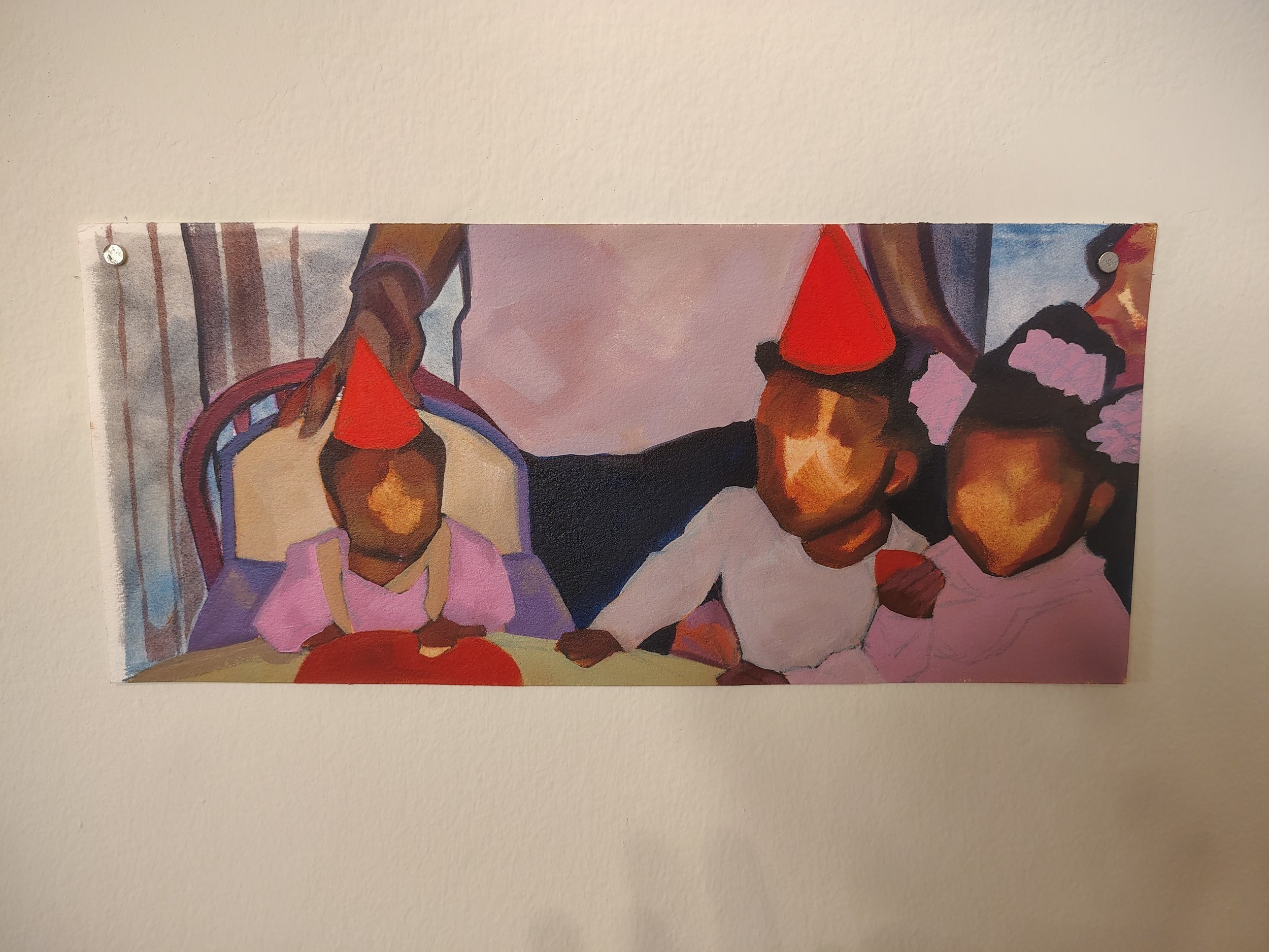 happy birthday to you - oil paint on paper, 5.5 in x 11 in