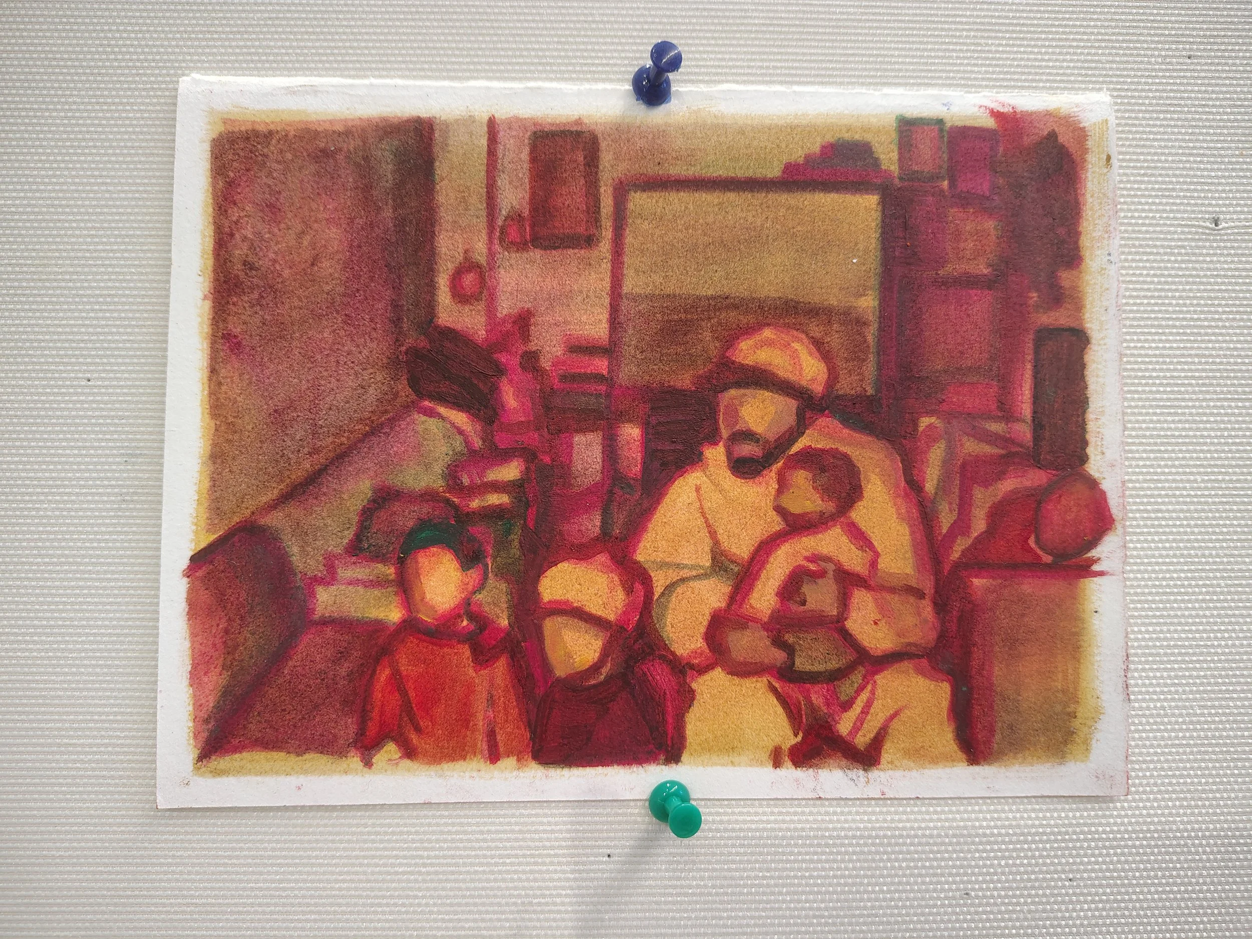 holiday - oil paint on paper, 6 in x 8 in