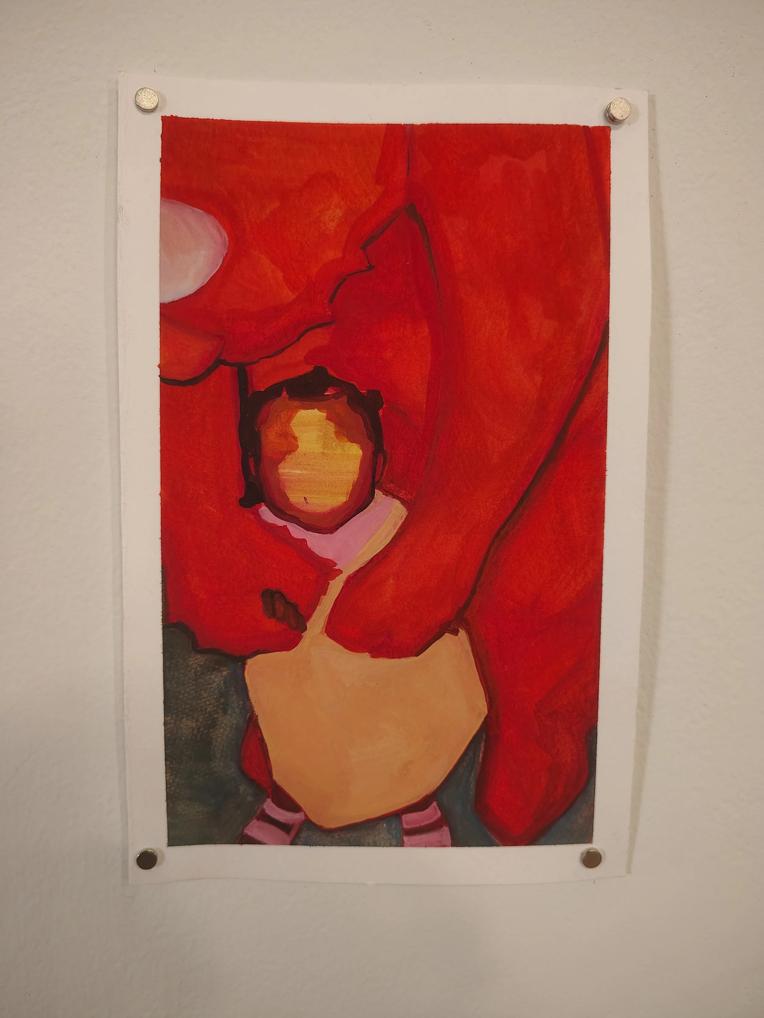 big hug - gouache on paper, 5.5 in x 9 in