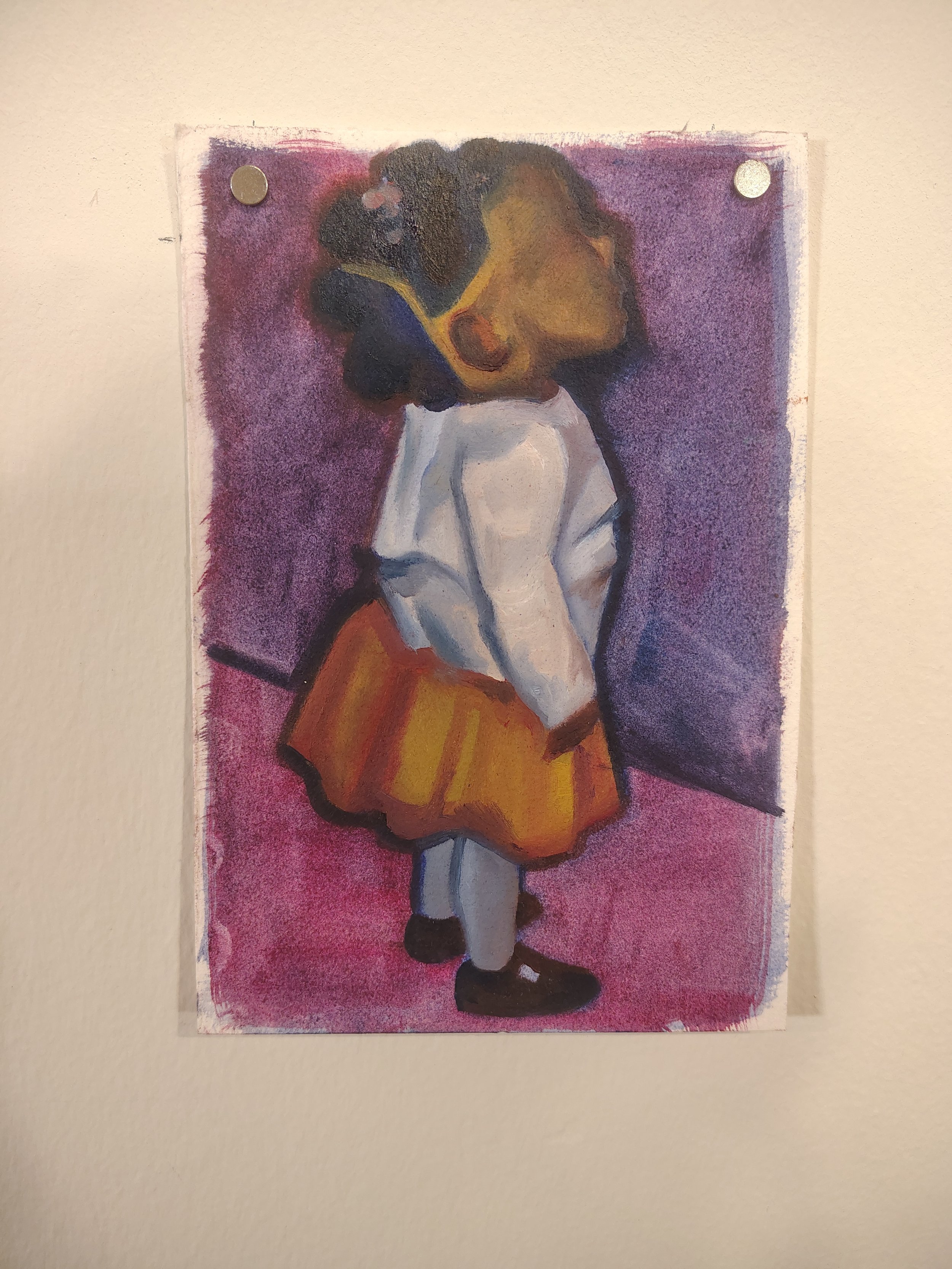 wow - oil paint on paper, 4 in x 6 in