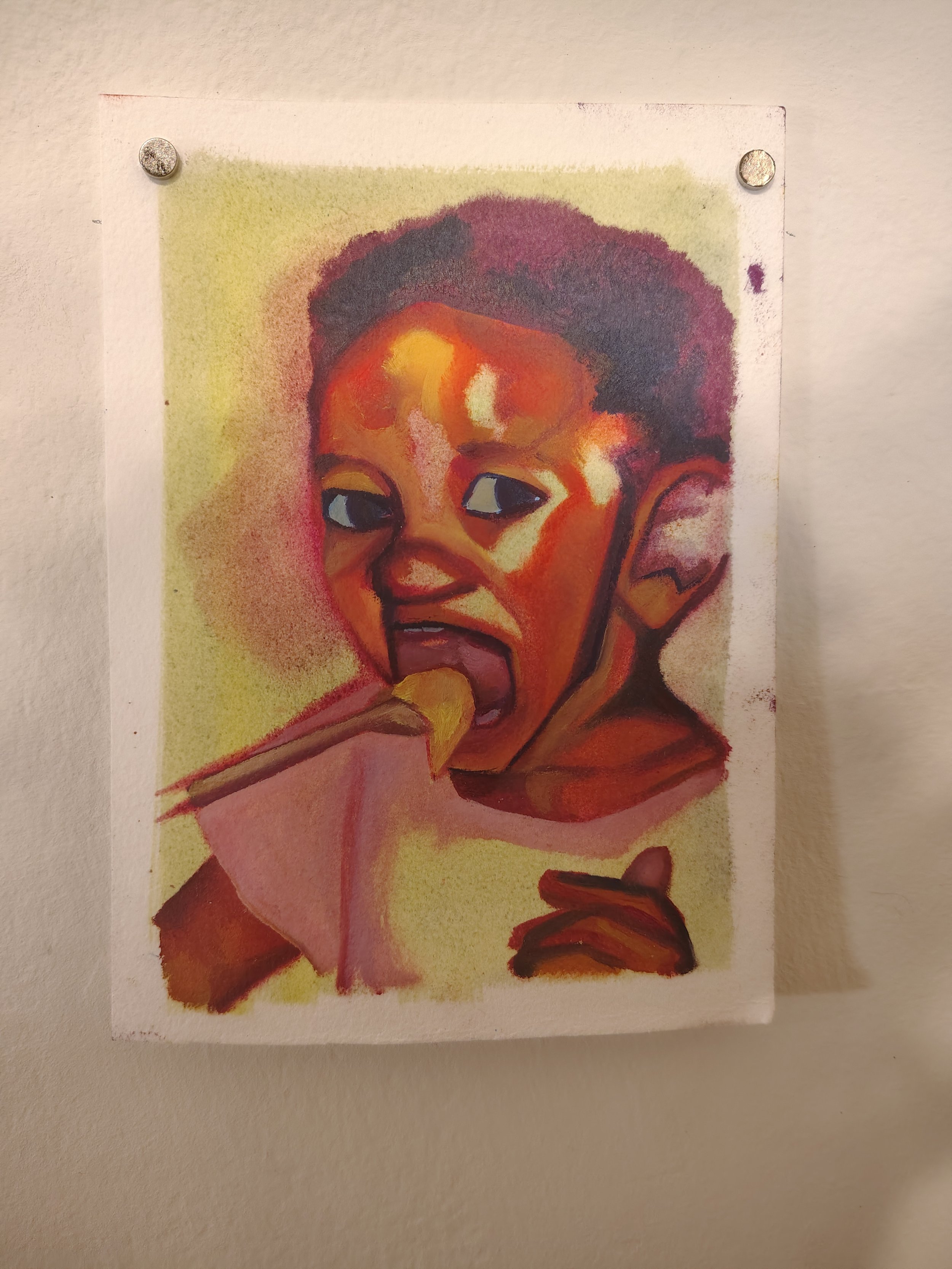 big bite - oil paint on paper, ~ 4.5 in x 6 in