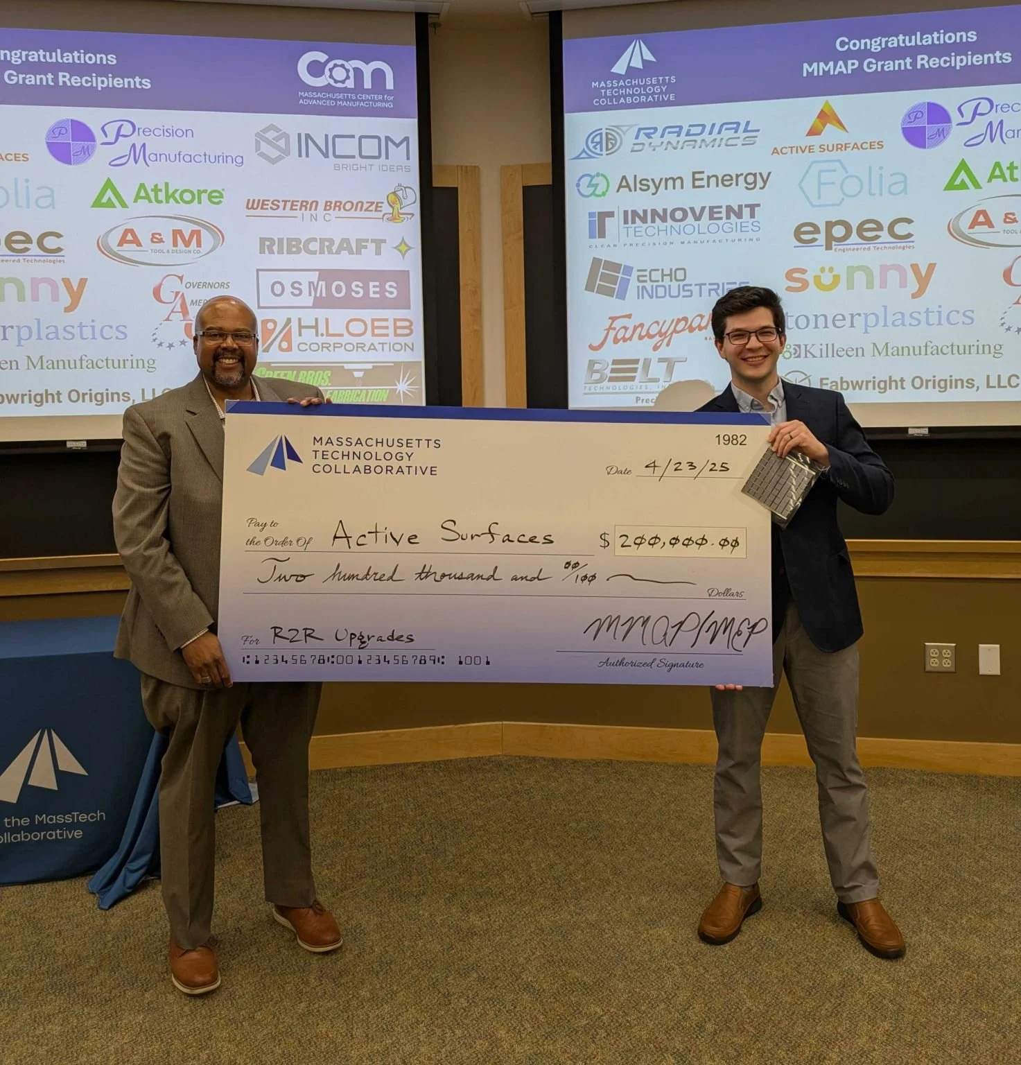 Active Surfaces Awarded $200,000 Grant from Massachusetts Manufacturing Accelerate Program