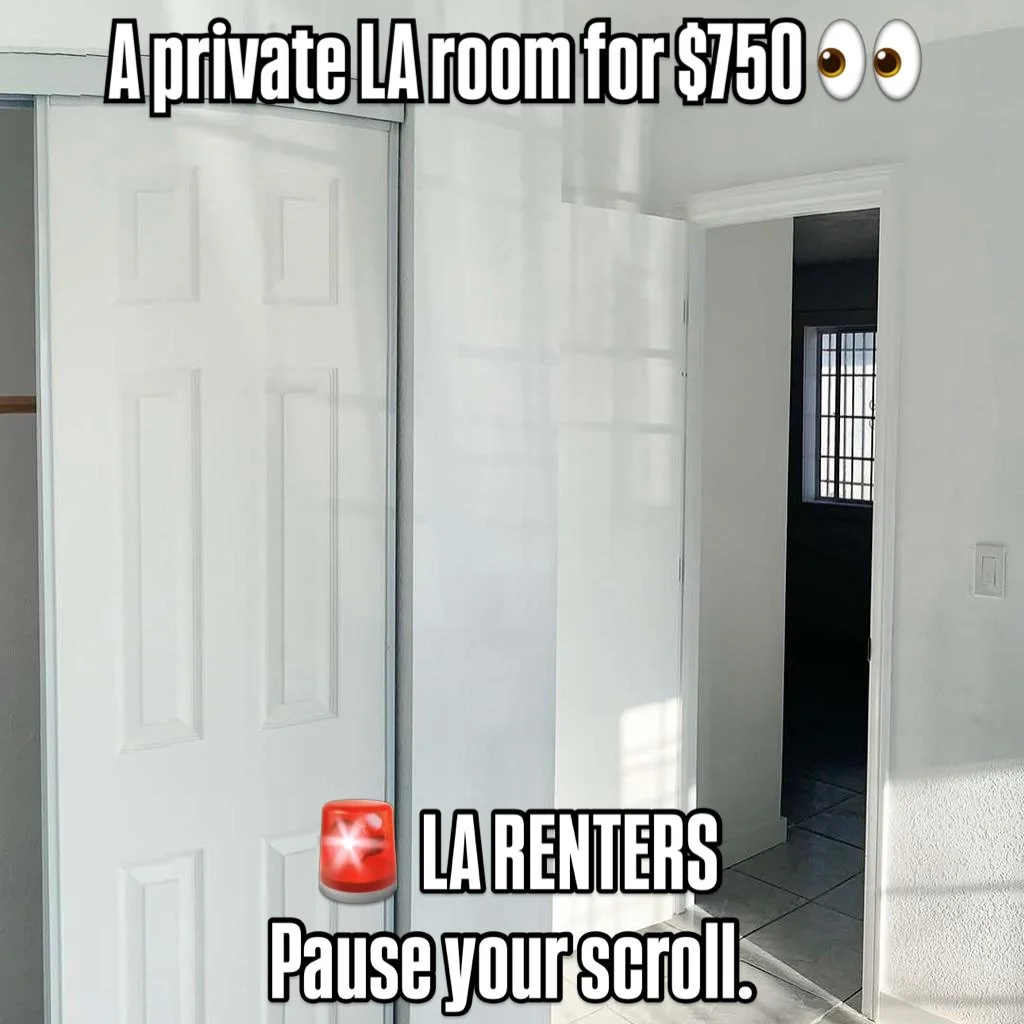 🚨 LA RENTERS &mdash; THIS IS THE POST PEOPLE WISH THEY FOUND SOONER.

A private room in Los Angeles for $750 usually sounds fake&hellip;

&hellip;but this one is actually real. 👀🌴

If you&rsquo;ve been searching for housing in LA, you already know