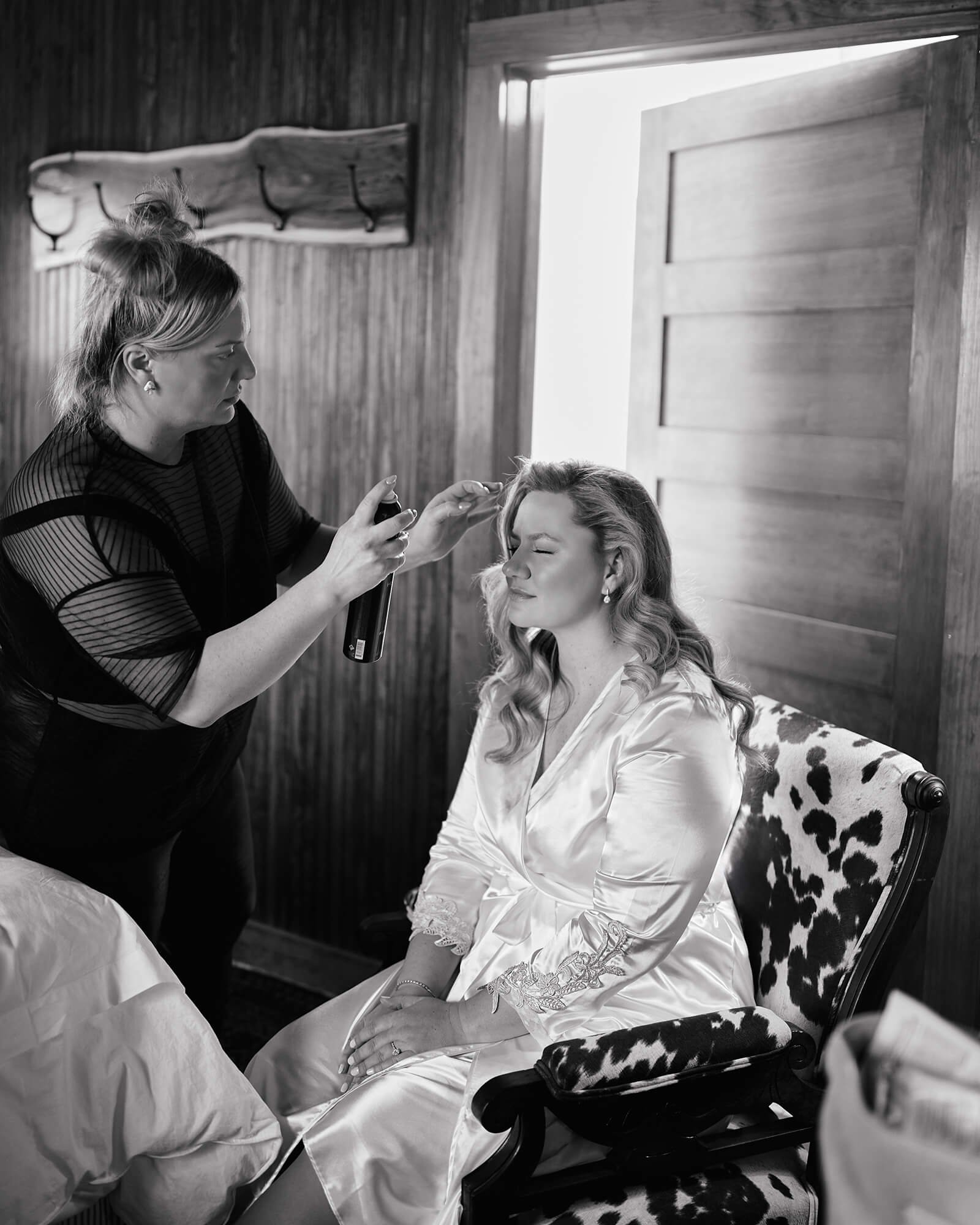 Bride getting ready hair and makeup