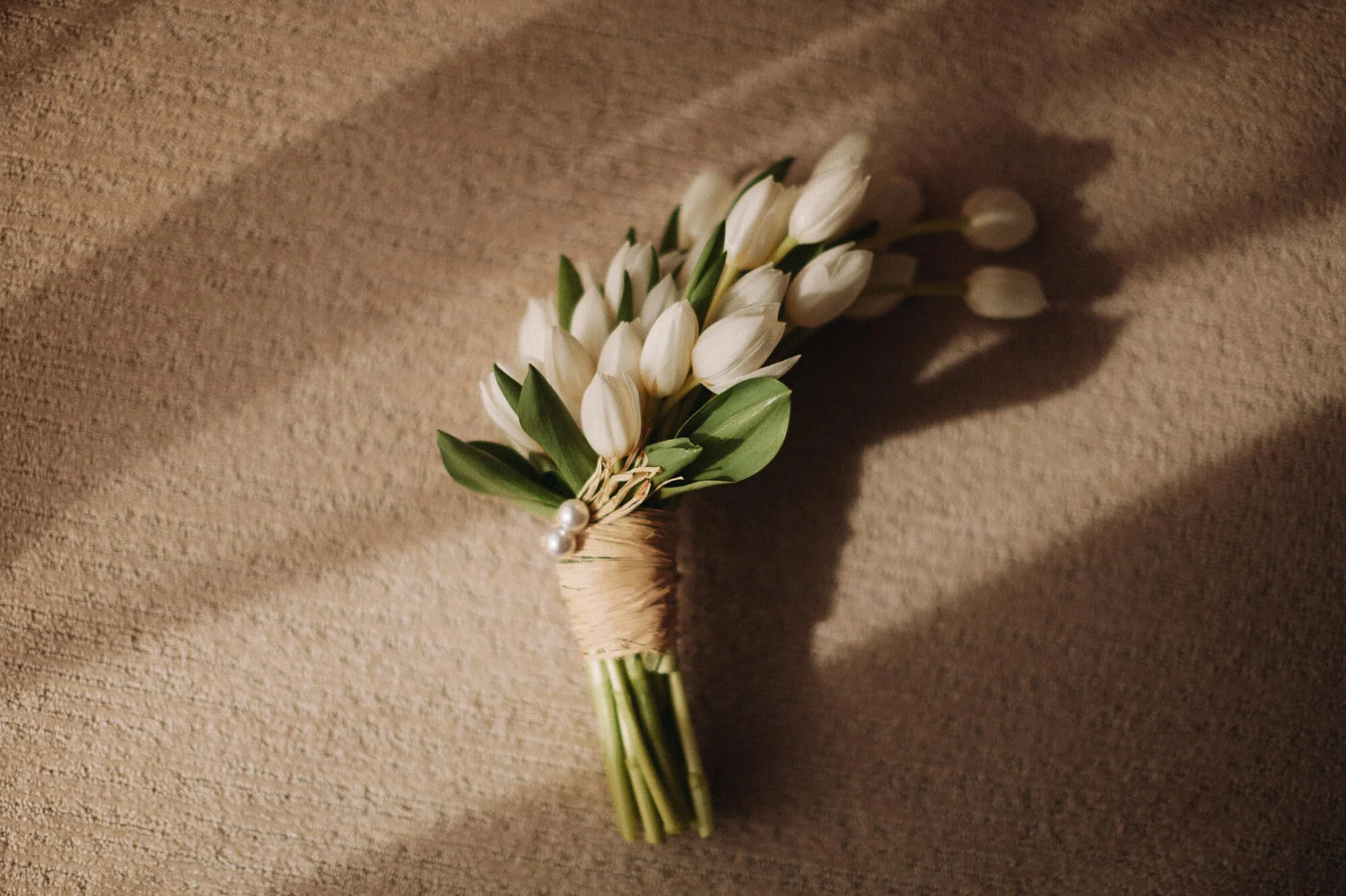 Bridal bouquet glowing in the sun
