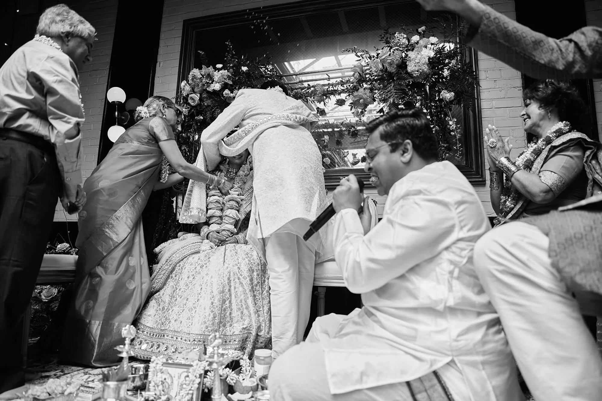 Bride and groom during a traditional Indian wedding ritual