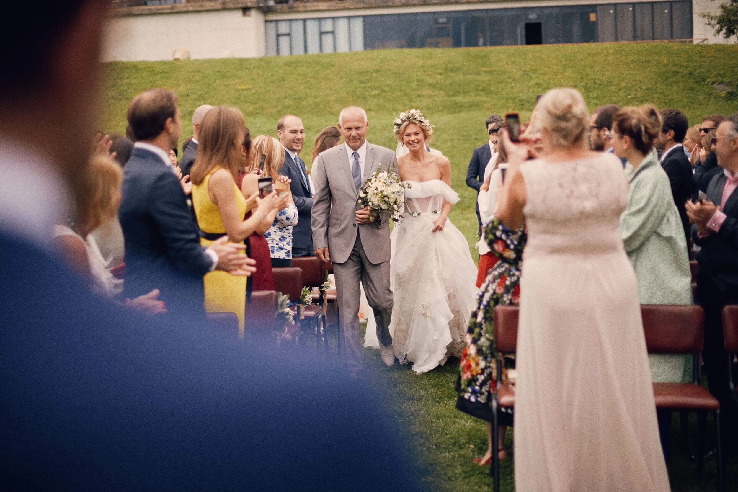 Bride walking down the aisle