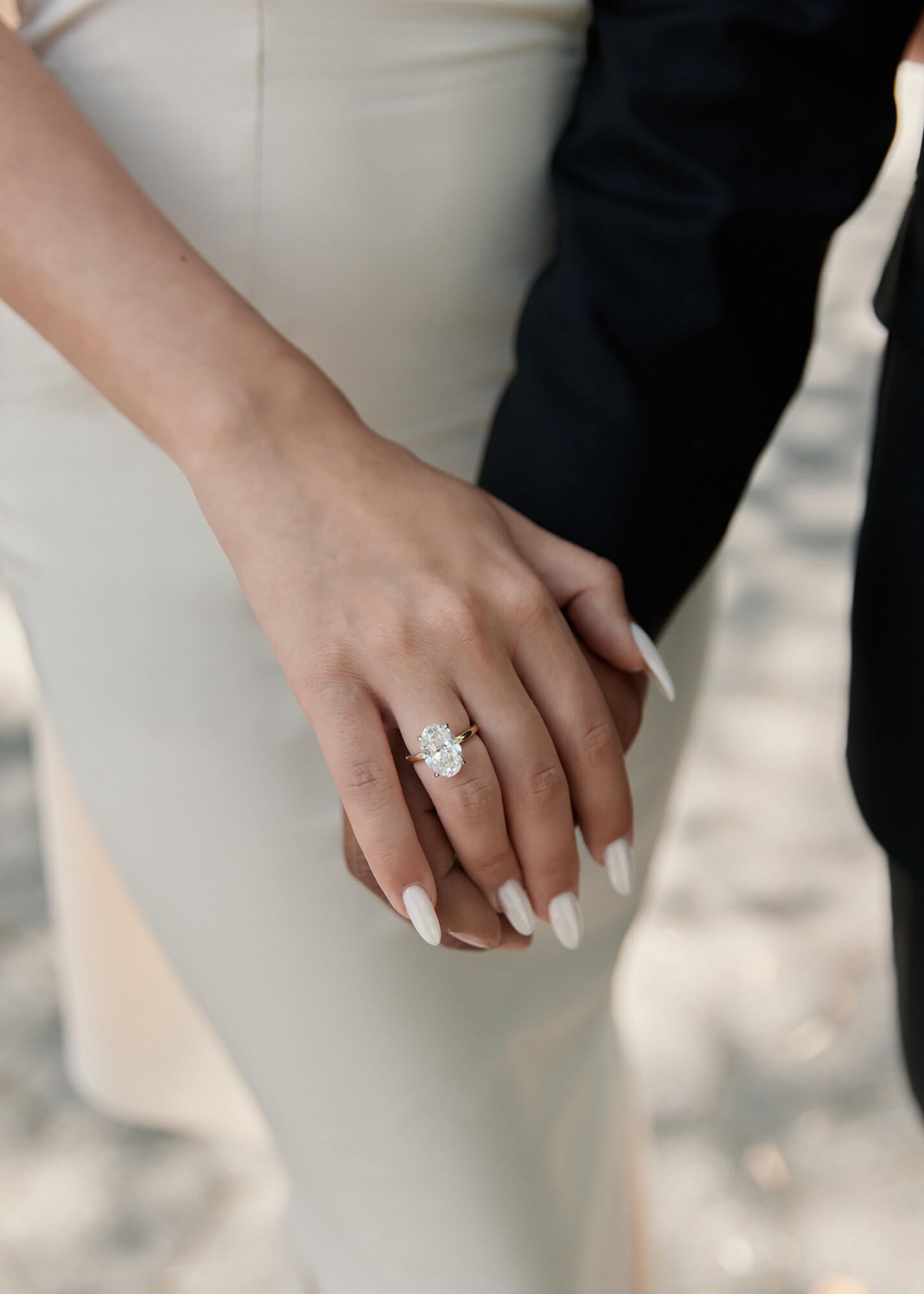 Close-up of engagement ring during Central Park engagement session