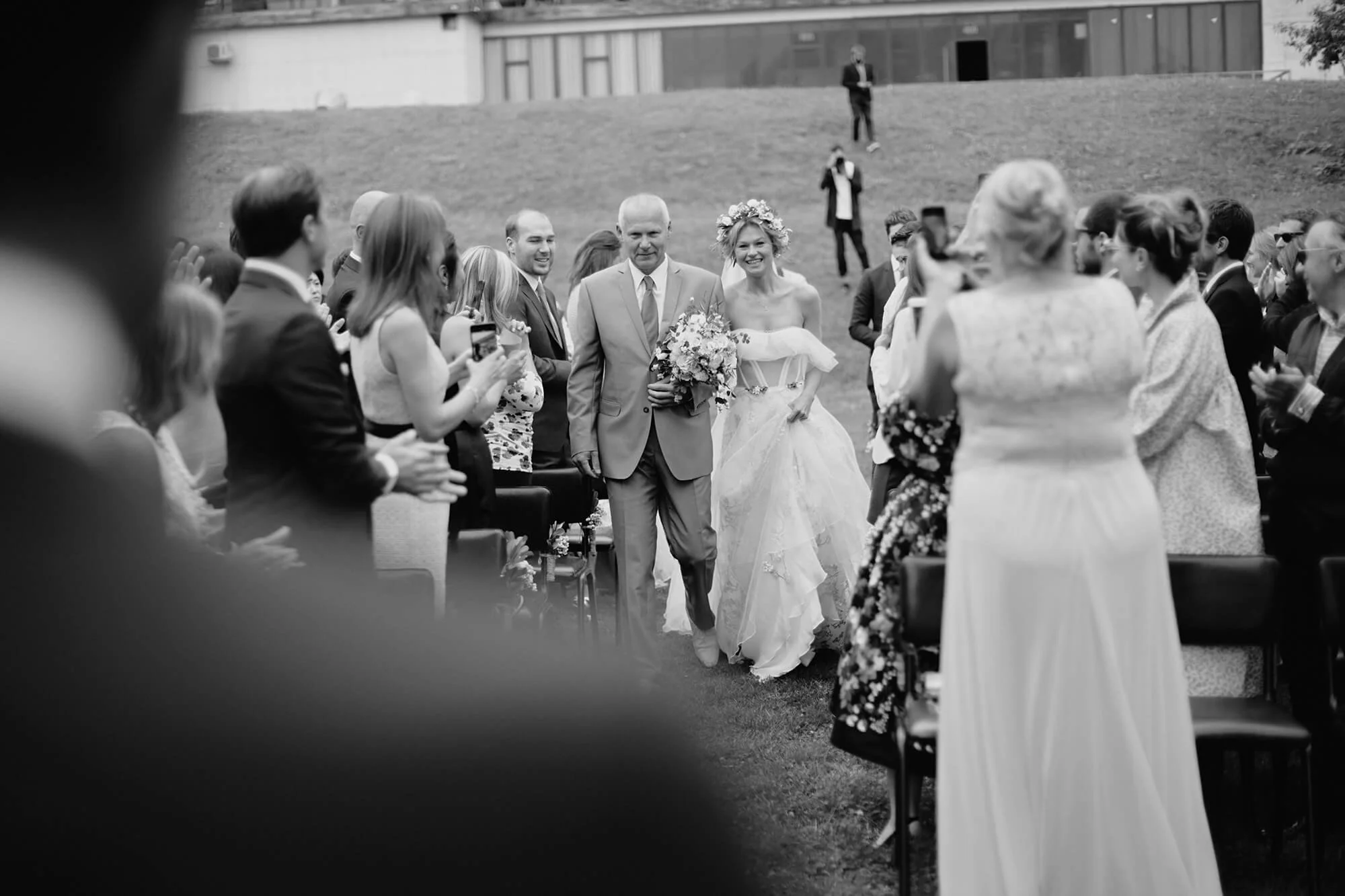 Bride walking down the aisle with her father