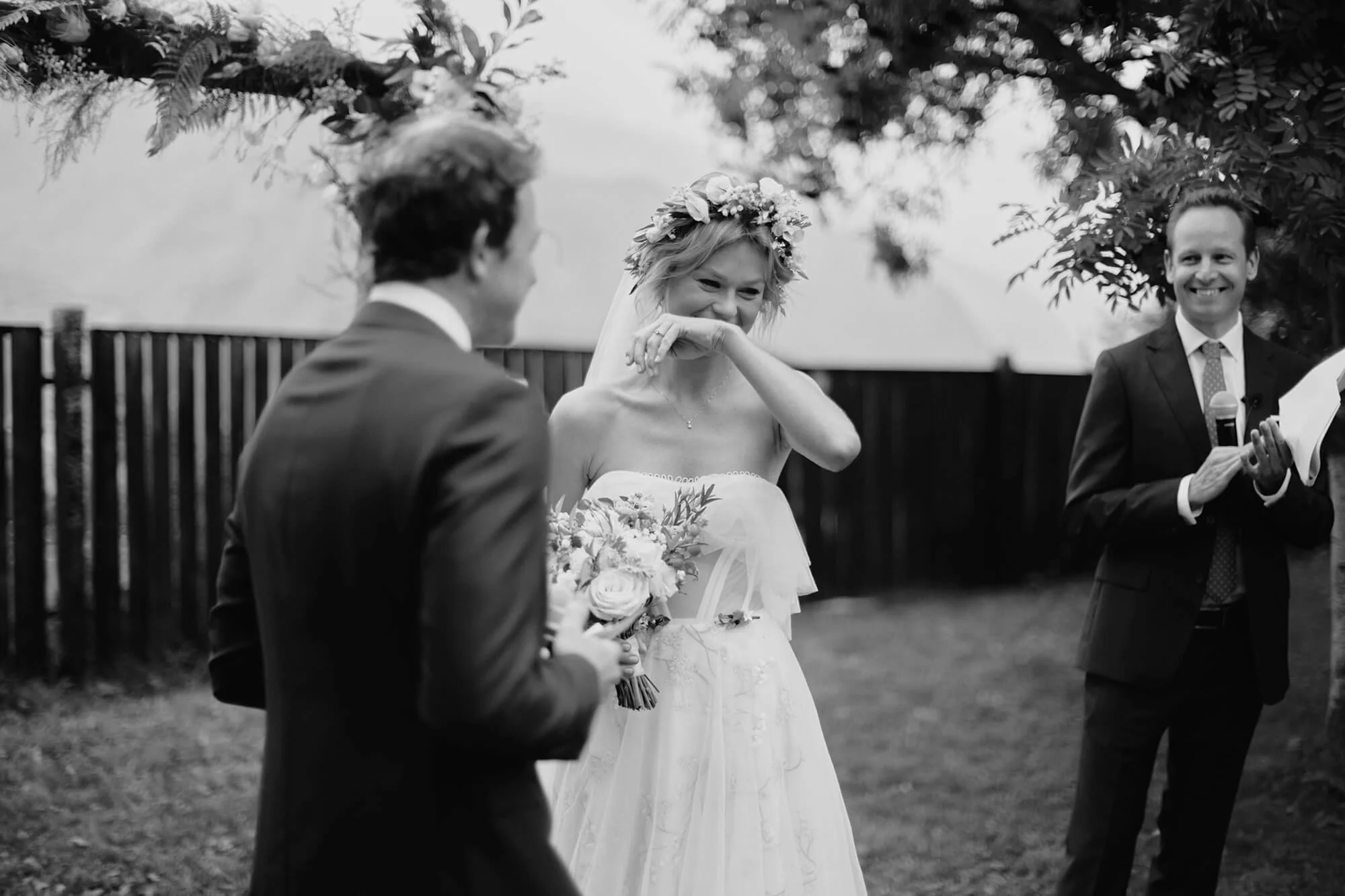 Bride close view during vows ceremony  