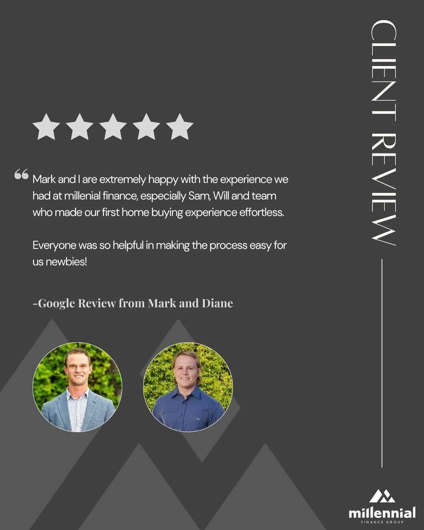 🌟 𝗖𝗹𝗶𝗲𝗻𝘁 𝗥𝗲𝘃𝗶𝗲𝘄 🌟

We absolutely love helping first-home buyers feel supported every step of the way.
Huge thanks to Mark and his partner for the kind words, we&rsquo;re so glad we could make the journey feel effortless for you both! 🏡