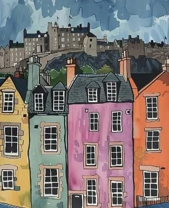 Artery8 Edinburgh Castle Grassmarket Cityscape Scotland Living Room Large Wall Art Poster Print Thick Paper 18X24 Inch