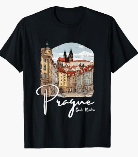 Praga República Checa Sketch Souvenir Camiseta Praga