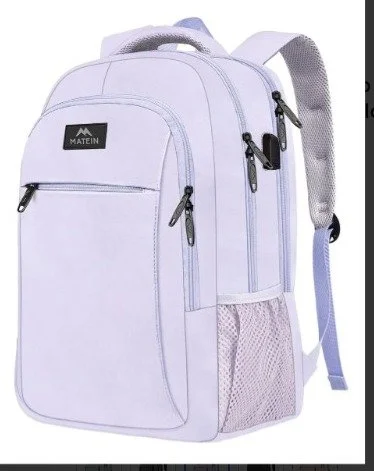 Mochila Escolar 35L Antirrobo E Impermeable Matein 1007 Color Lavanda