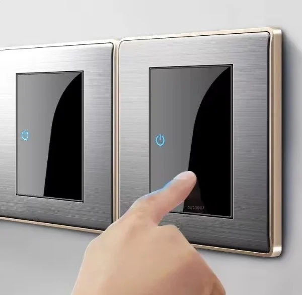 1 2 3 4 Gang interruptor de luz de pared para el hogar 1 2 vías Panel de acero inoxidable interruptores de botón de espejo indicador LED