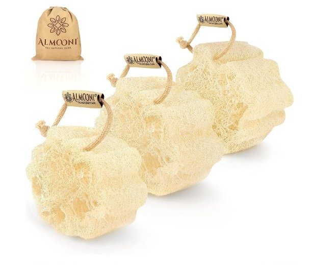 Almooni Mini esponja natural de lufa – Esponja exfoliante de ducha egipcia real
