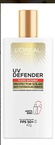 Crema L'Oréal París UV Defender Fluido Invisible para Todo Tipo de Piel FPS50 40ml Bloqueador Solar