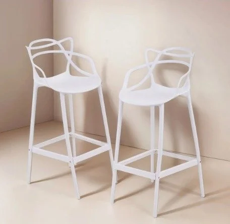 2 Bancos Sillas Altas Nealtican Barra Cocina Desayunador Eke Acabado de la estructura PVC Color Blanco