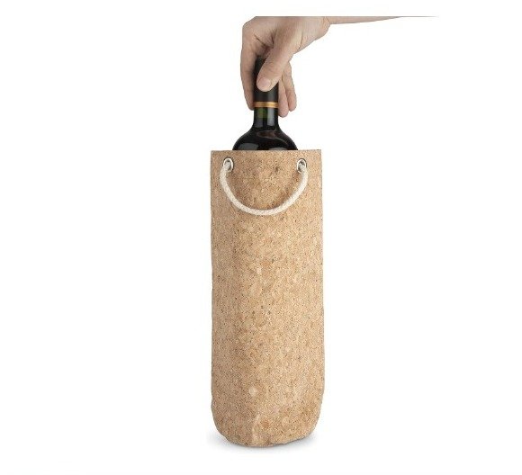 Final Touch Bolsa de corcho para botellas de vino - Reutilizable y 100% corcho portugués