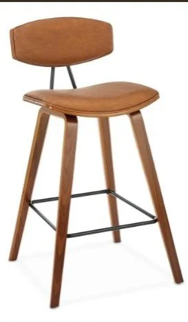 Banco Fijo Para Barra De Cocina 65cm Asiento Al Piso Chapado Naranja Oscuro
