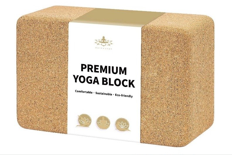 Hatha Yoga Cork Yoga Block, Natural Cork from Portuguese, Premium Brick,