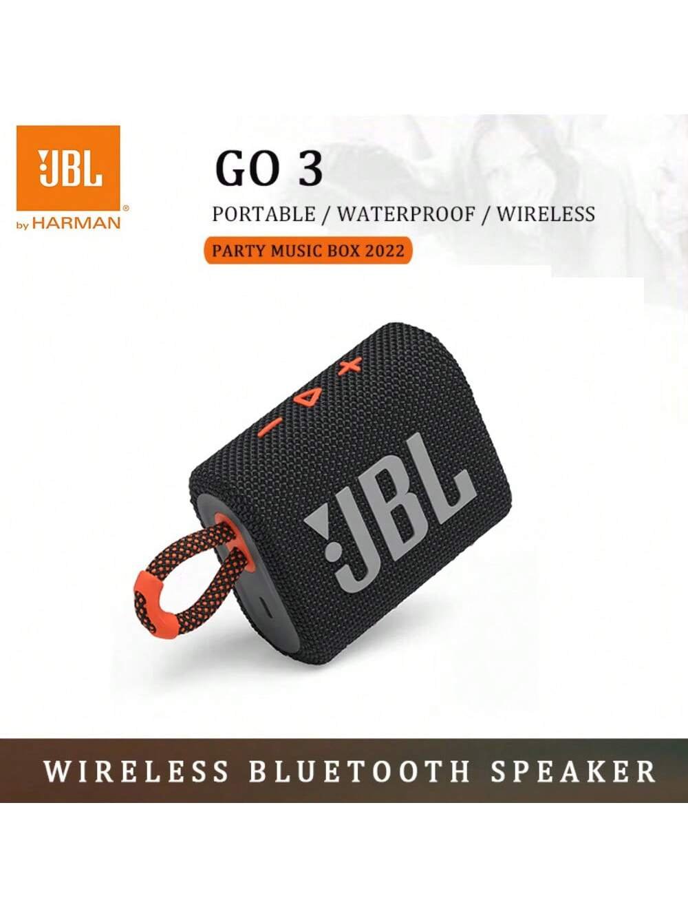 JBL JBL Go 3 Altavoz Bluetooth con bajos potentes, subwoofers, sonido estéreo, portátil inalámbrico mini para exteriores GO3, original JBL