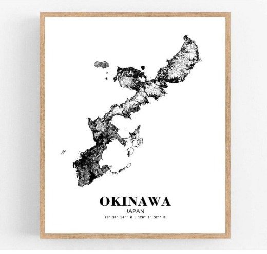 Okinawa Japón vista de la ciudad de Japón camino abstracto mapa moderno.
